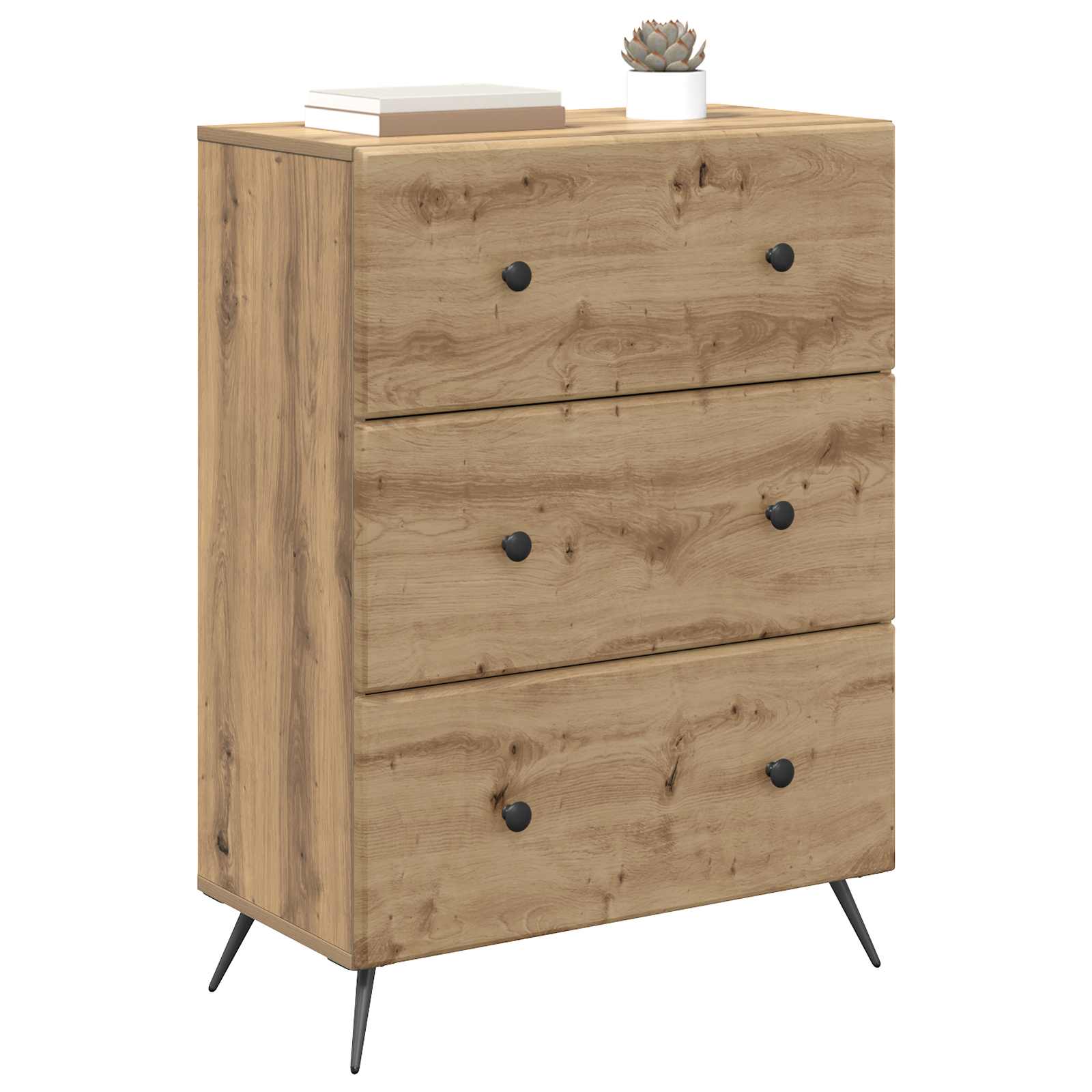 vidaXL Drawer Cabinet 66 x 34.5 x 90 cm Engineered Wood Artisan Oak 3