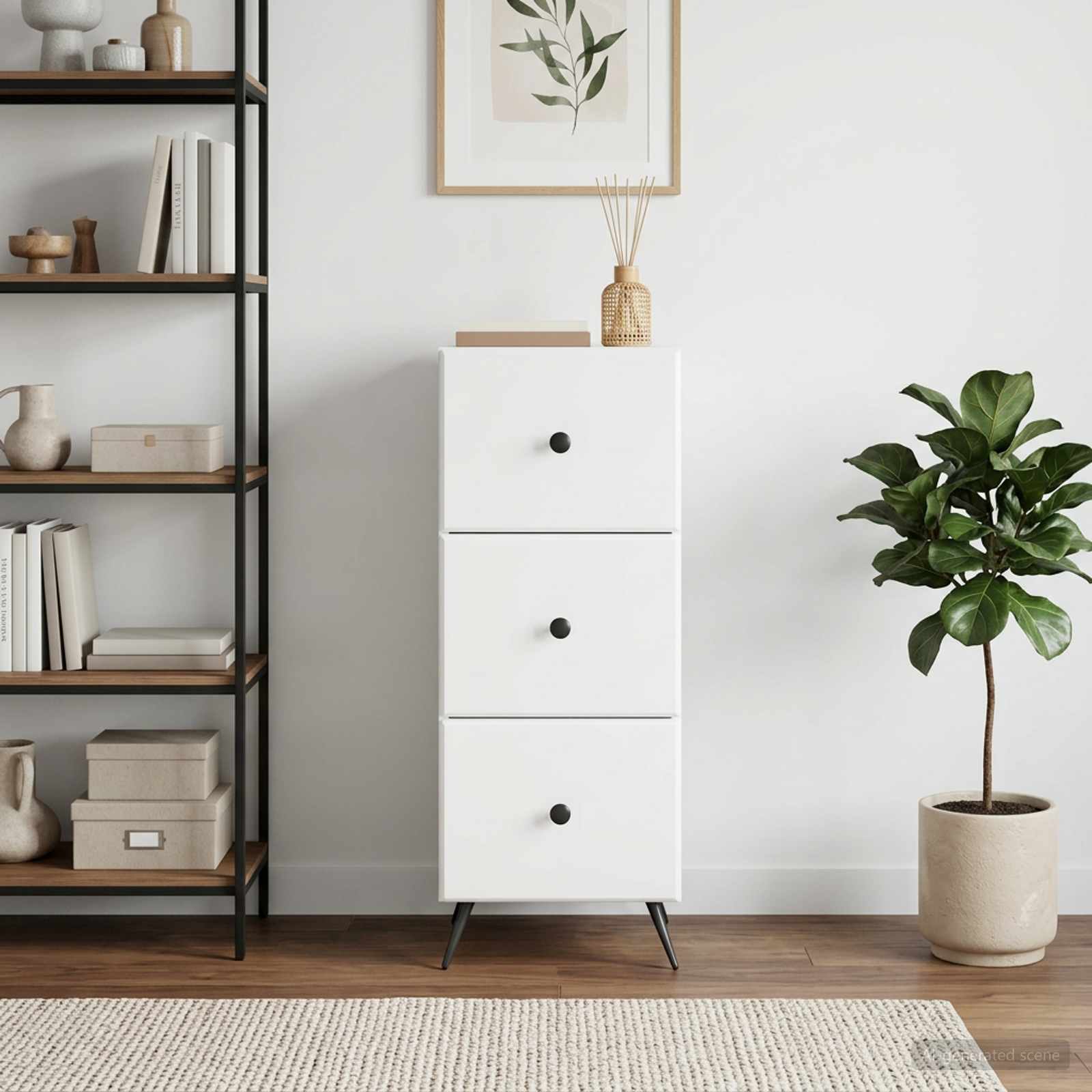 vidaXL Drawer Cabinet White 33 x 34.5 x 90 cm Engineered Wood 4