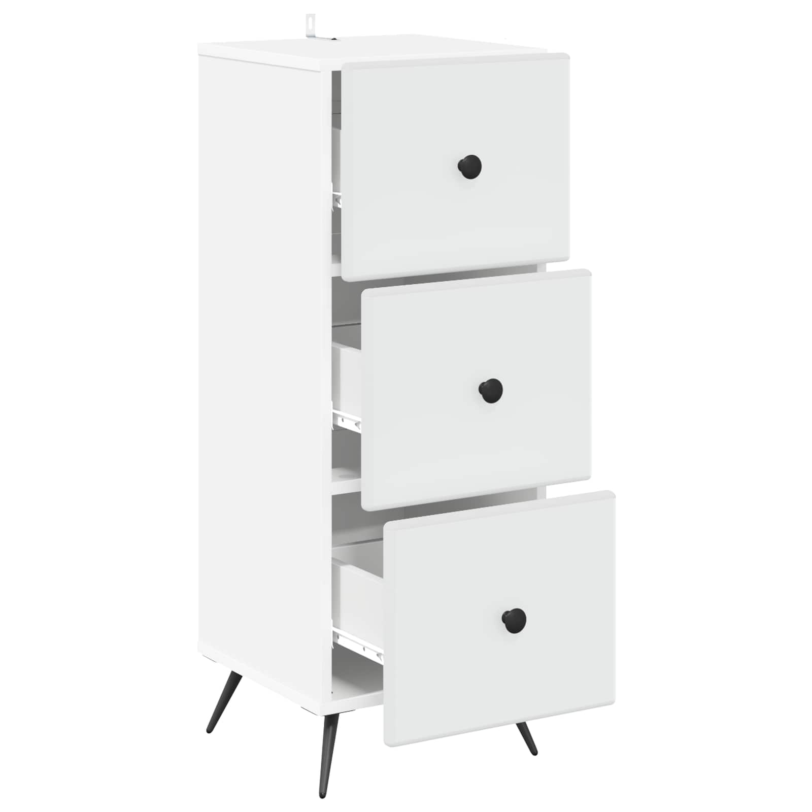 vidaXL Drawer Cabinet White 33 x 34.5 x 90 cm Engineered Wood 5