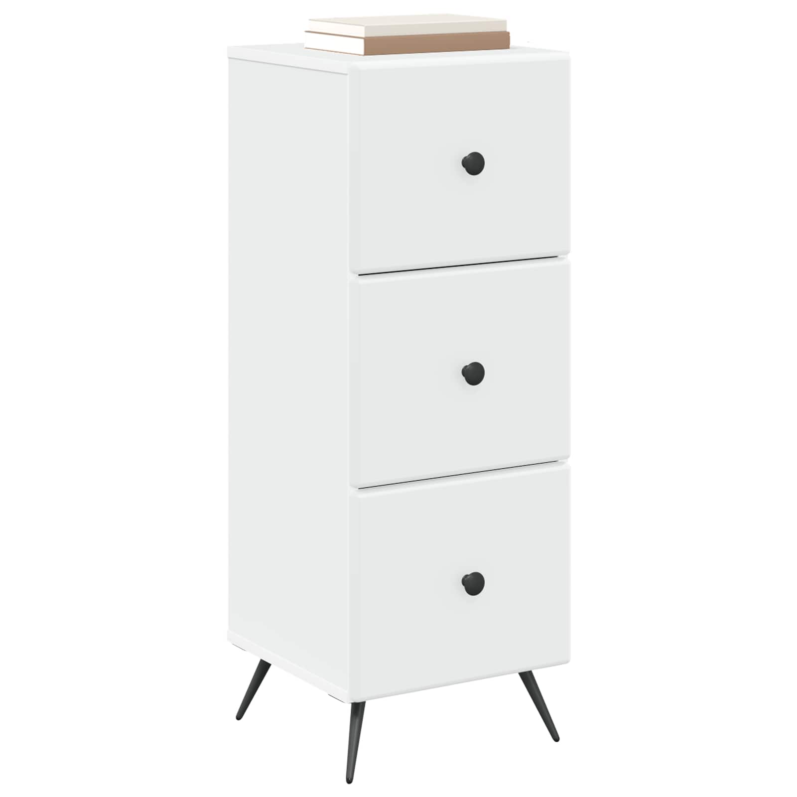 vidaXL Drawer Cabinet White 33 x 34.5 x 90 cm Engineered Wood 3