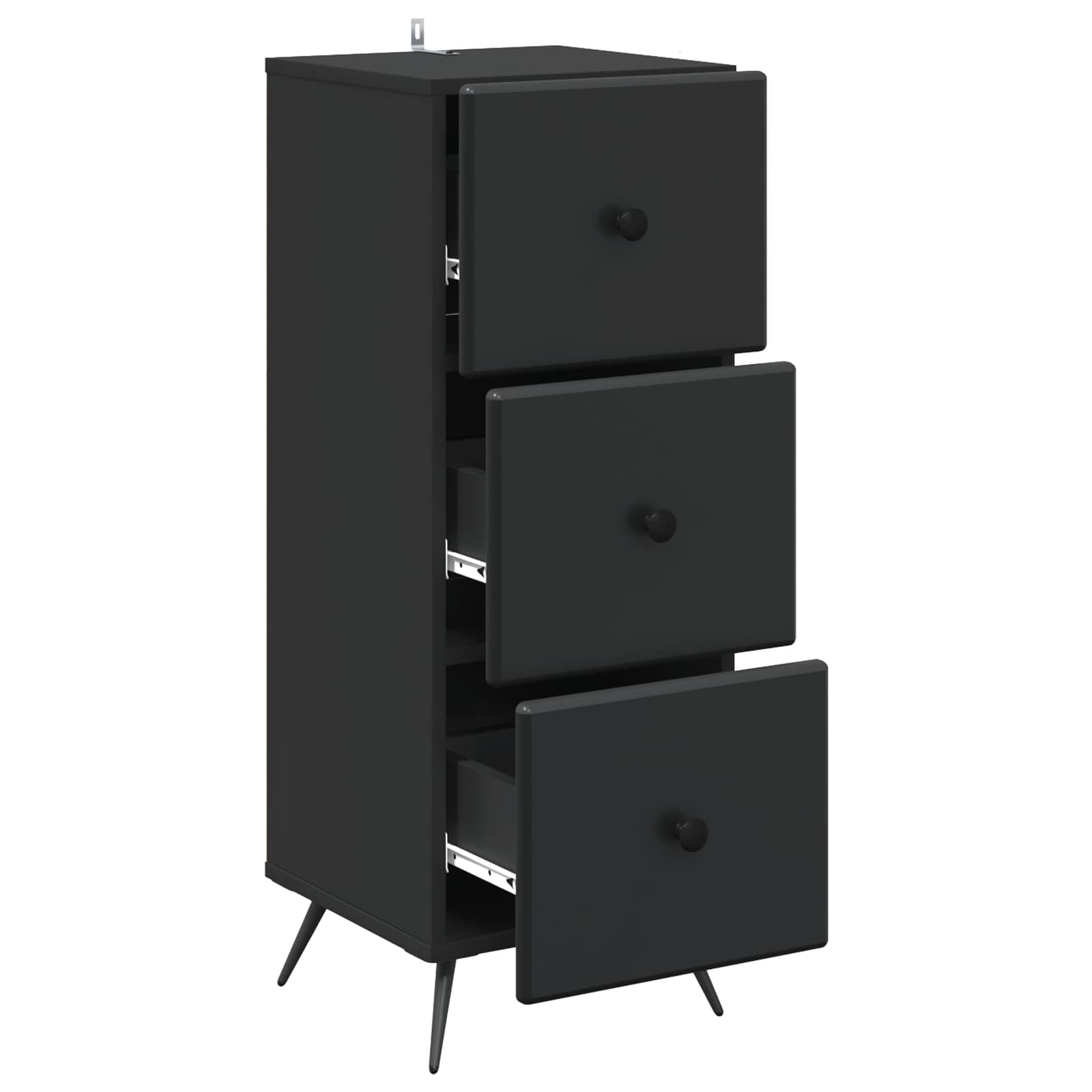 vidaXL Drawer Cabinet Black 33 x 34.5 x 90 cm Engineered Wood 5