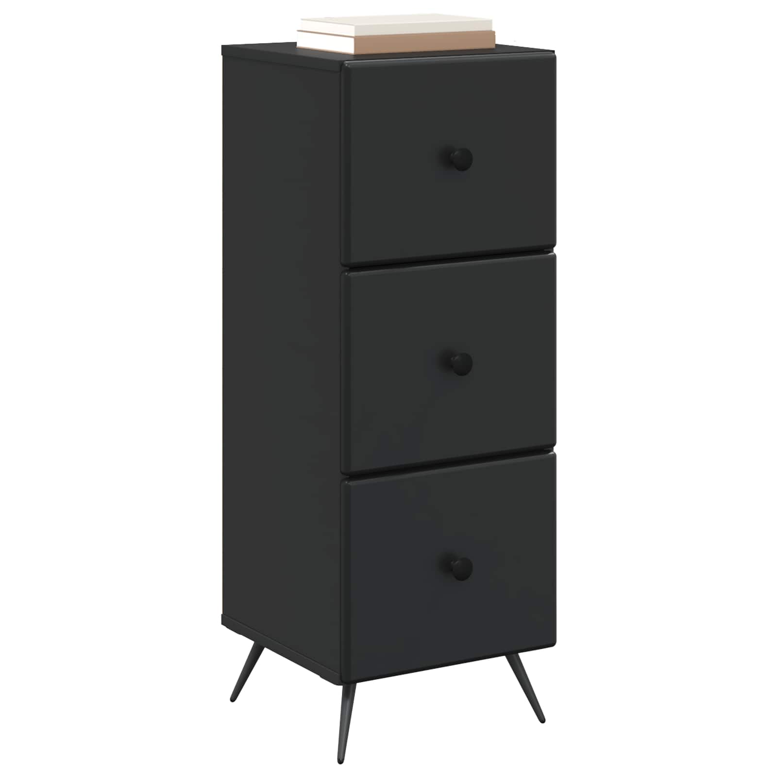 vidaXL Drawer Cabinet Black 33 x 34.5 x 90 cm Engineered Wood 3