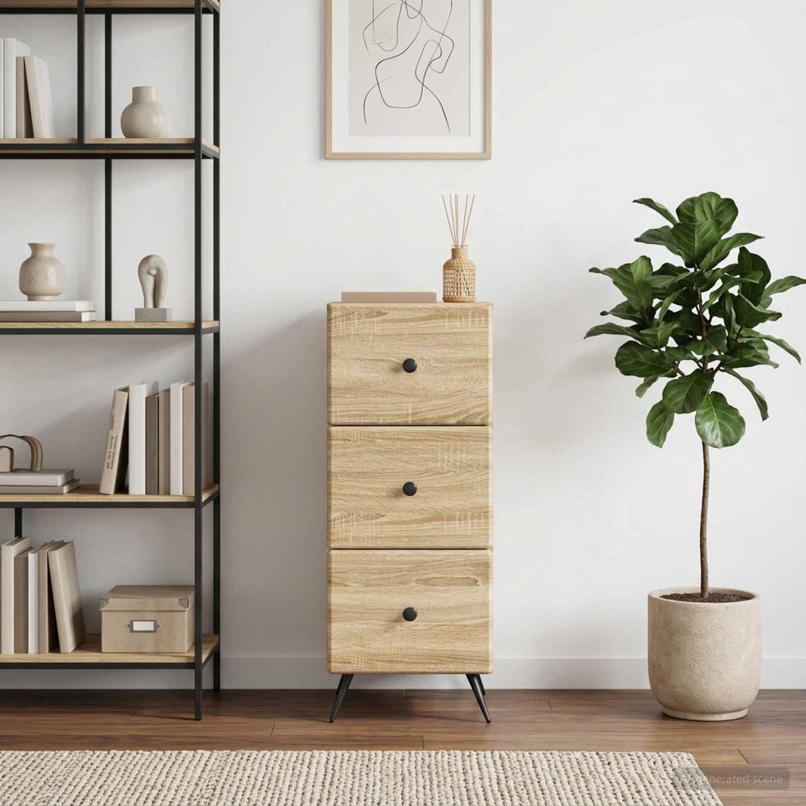 vidaXL Drawer Cabinet Sonoma Oak 33 x 34.5 x 90 cm Engineered Wood 4