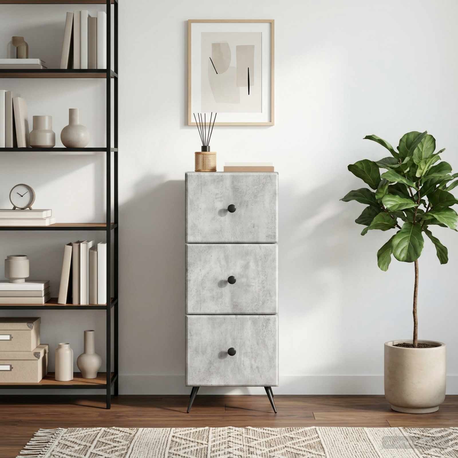 vidaXL Drawer Cabinet Concrete Grey 33 x 34.5 x 90 cm Engineered Wood 4