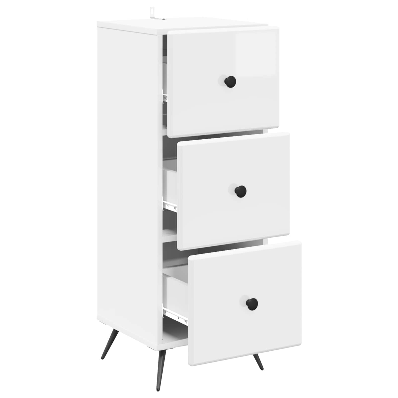 vidaXL Drawer Cabinet High Gloss White 33 x 34.5 x 90 cm 5