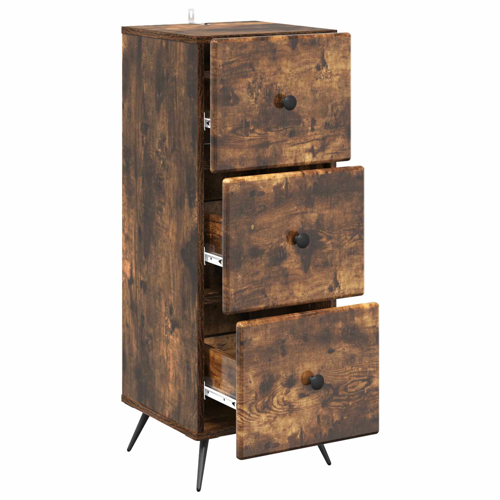 vidaXL Drawer Cabinet Smoked Oak 33 x 34.5 x 90 cm Engineered Wood 5