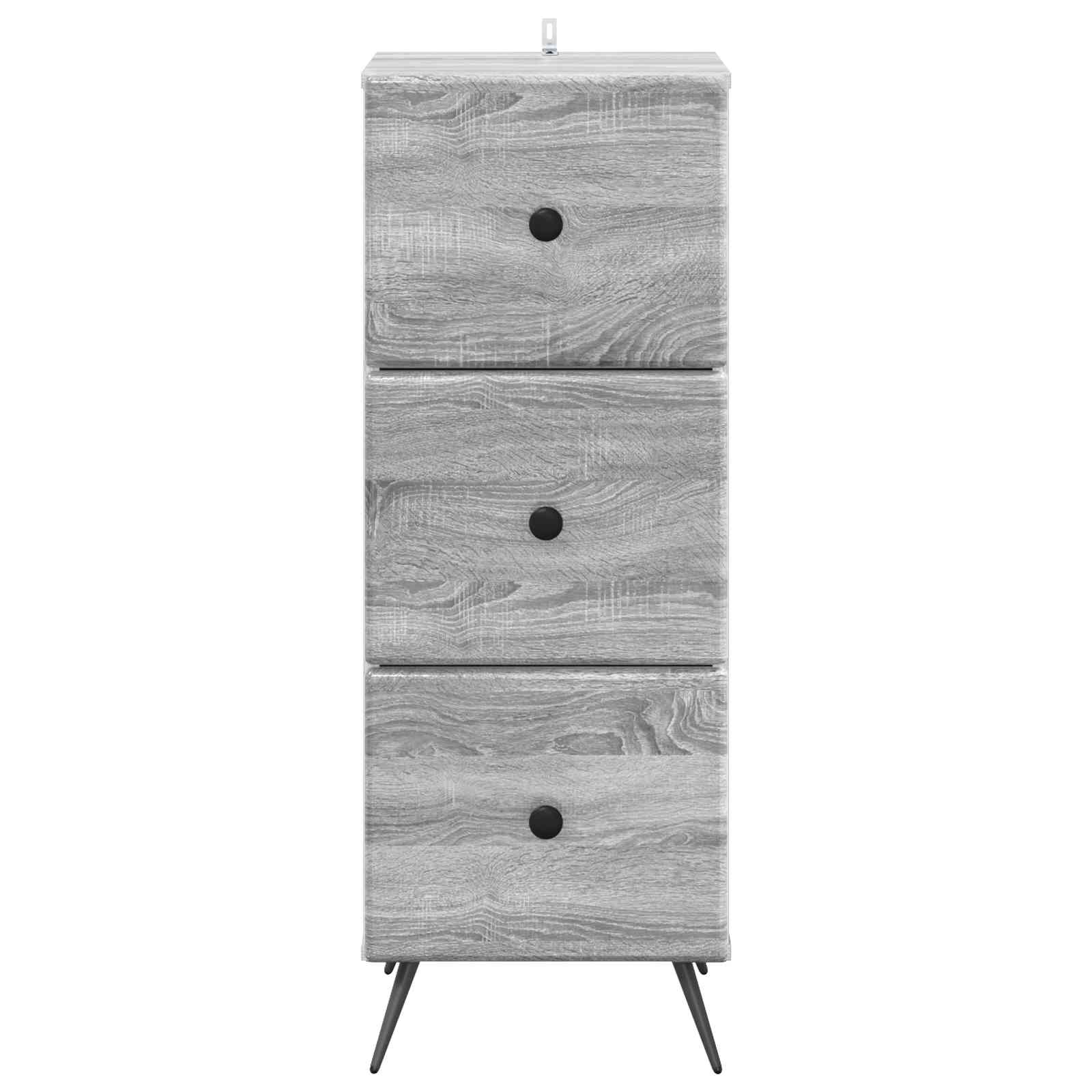 vidaXL Drawer Cabinet Grey Sonoma 33 x 34.5 x 90 cm Engineered Wood 6