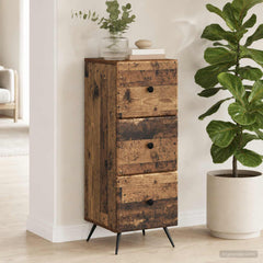 vidaXL Drawer Cabinet Old Wood 33 x 34.5 x 90 cm Engineered Wood 4