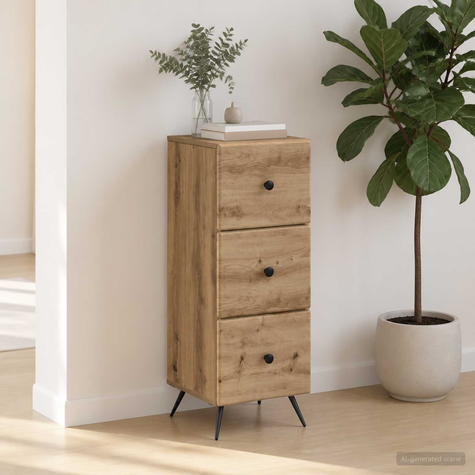 vidaXL Drawer Cabinet 33 x 34.5 x 90 cm Engineered Wood Artisan Oak 1