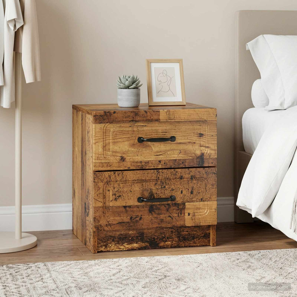 vidaXL Bedside Cabinet 2 pcs Old Wood 43 x 34.5 x 44.5 cm 1