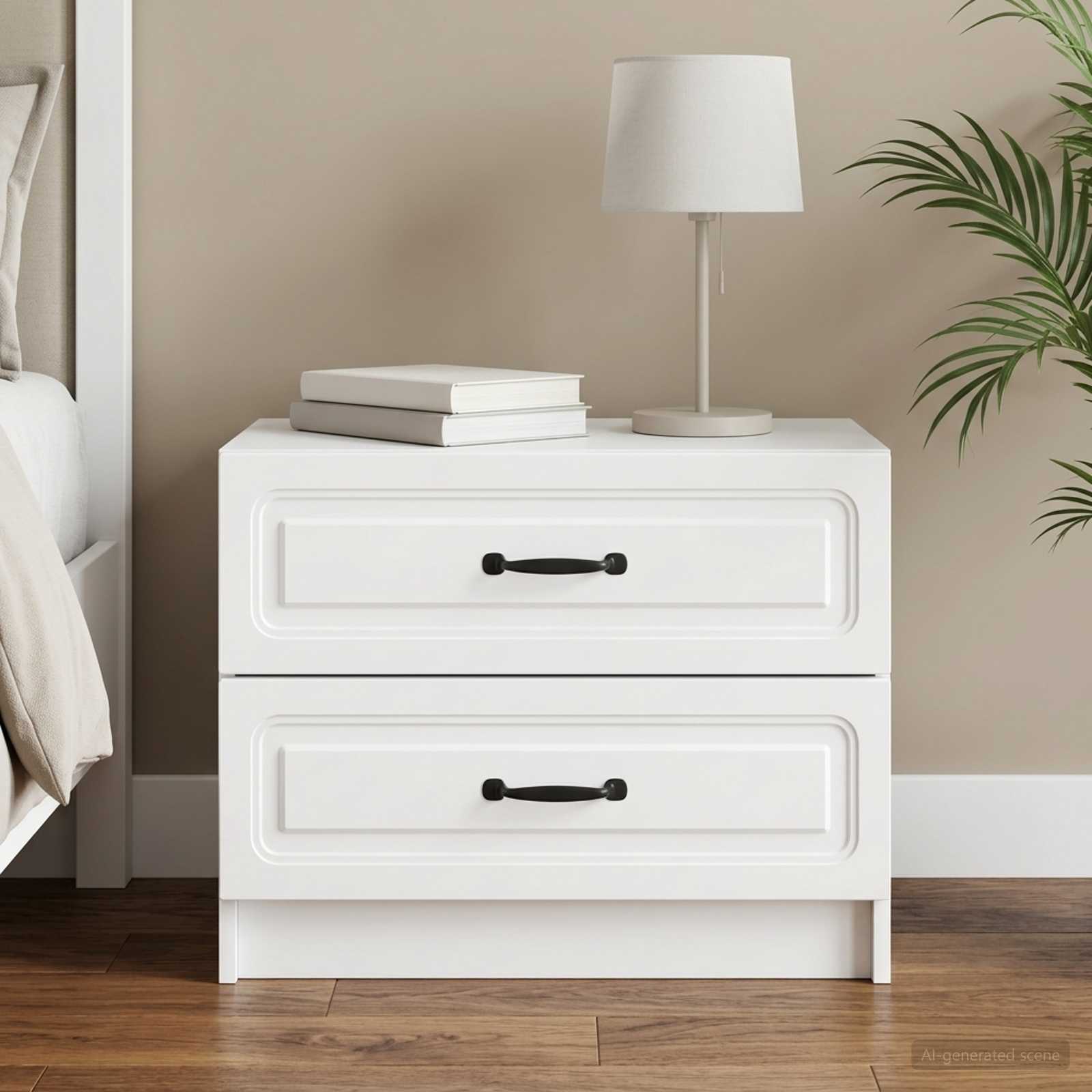 vidaXL Bedside Cabinet White 62 x 34.5 x 44.5 cm Engineered Wood 1