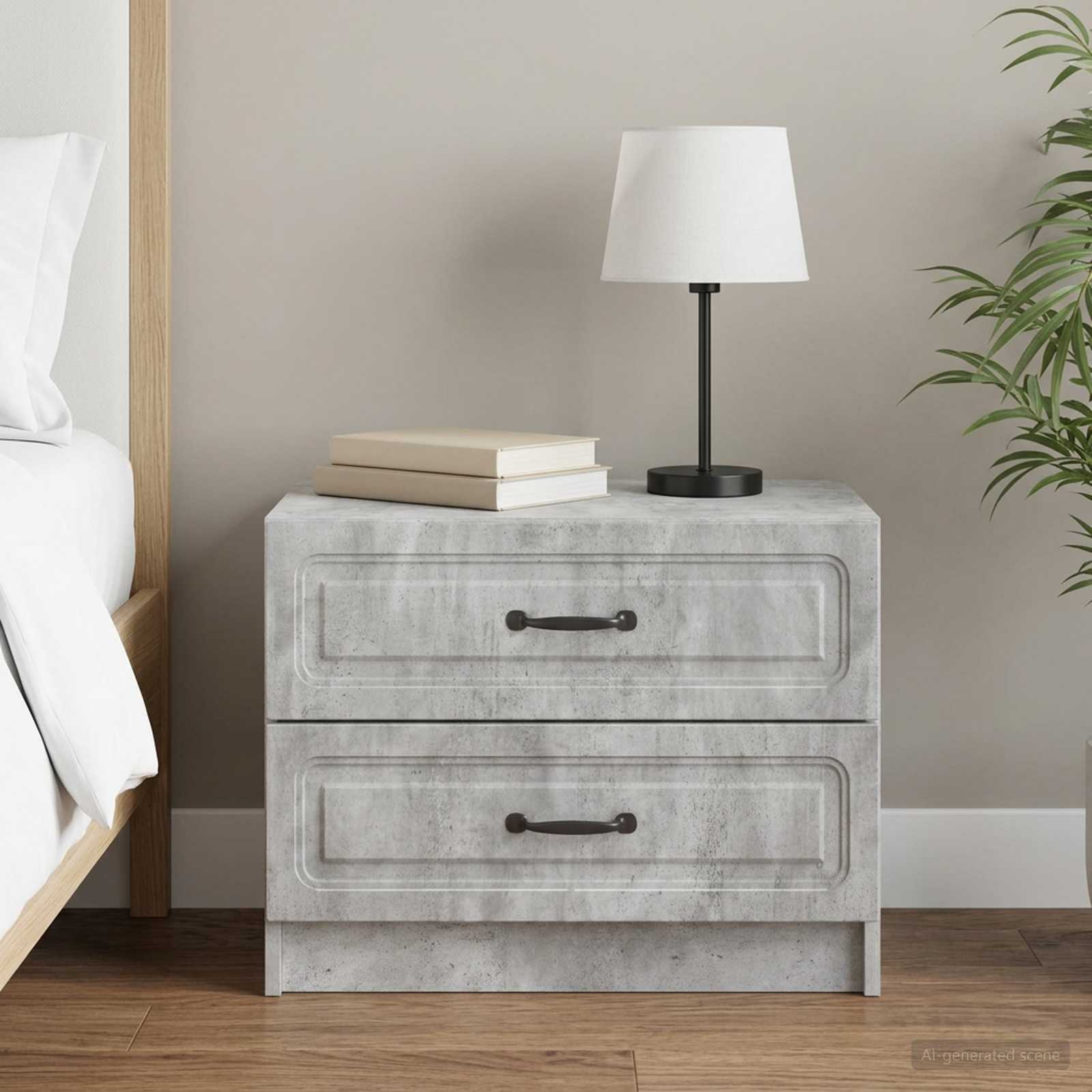 vidaXL Bedside Cabinet Concrete Grey 62 x 34.5 x 44.5 cm 1