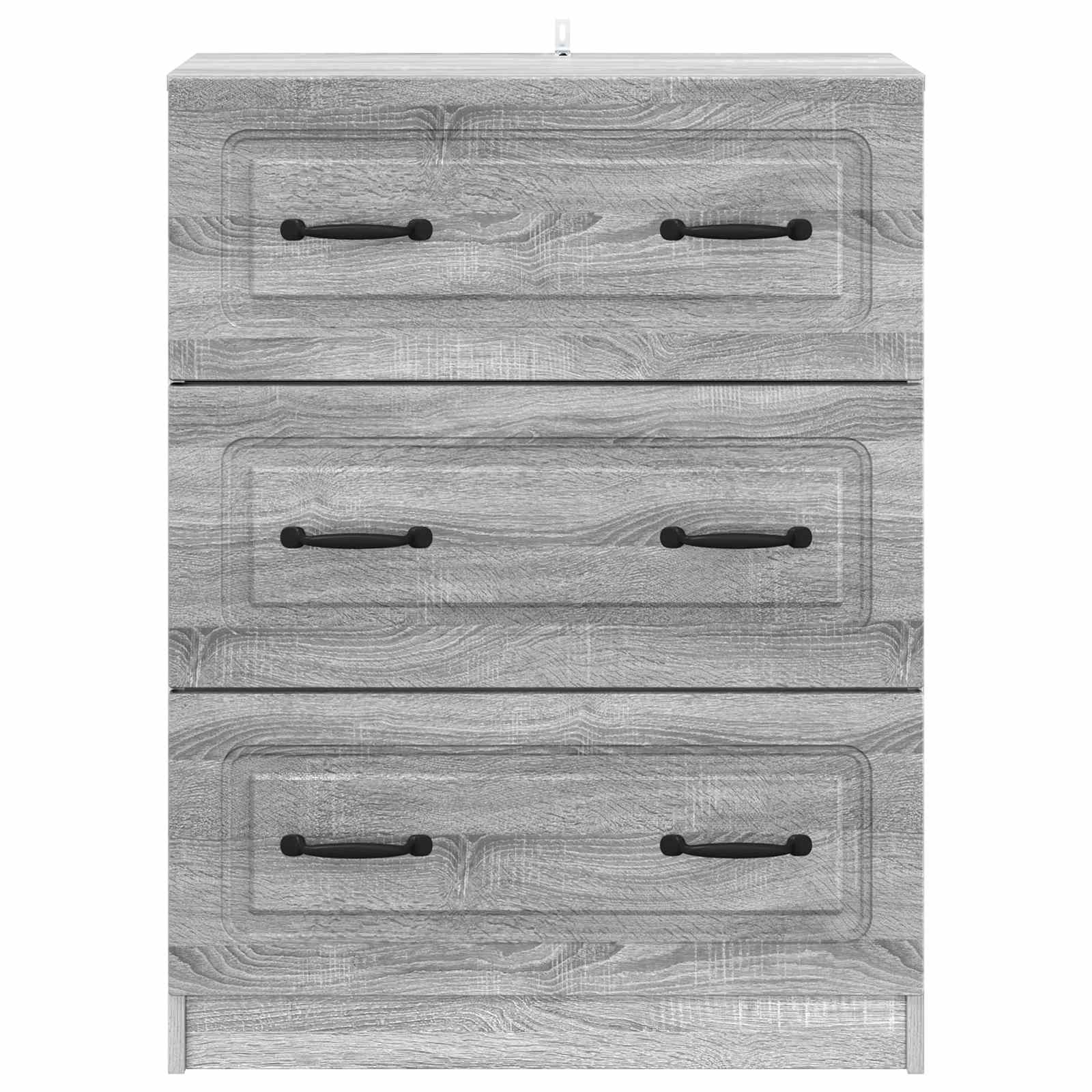 vidaXL Drawer Cabinet Grey Sonoma 66 x 34.5 x 87 cm Engineered Wood 6