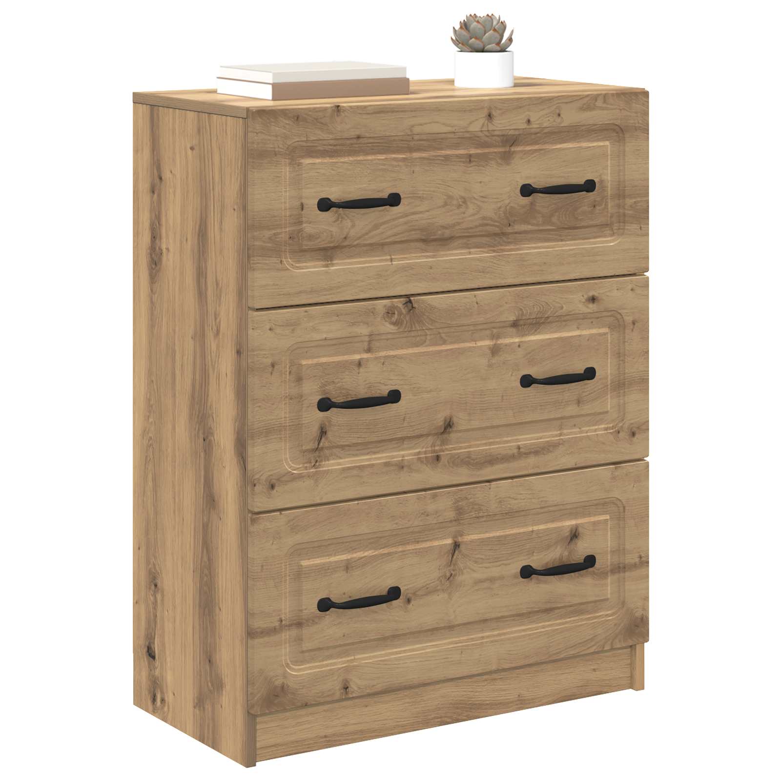 vidaXL Drawer Cabinet 66 x 34.5 x 87 cm Engineered Wood Artisan Oak 3