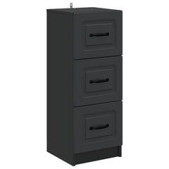Drawer Cabinet Black Engineered Wood, image 2