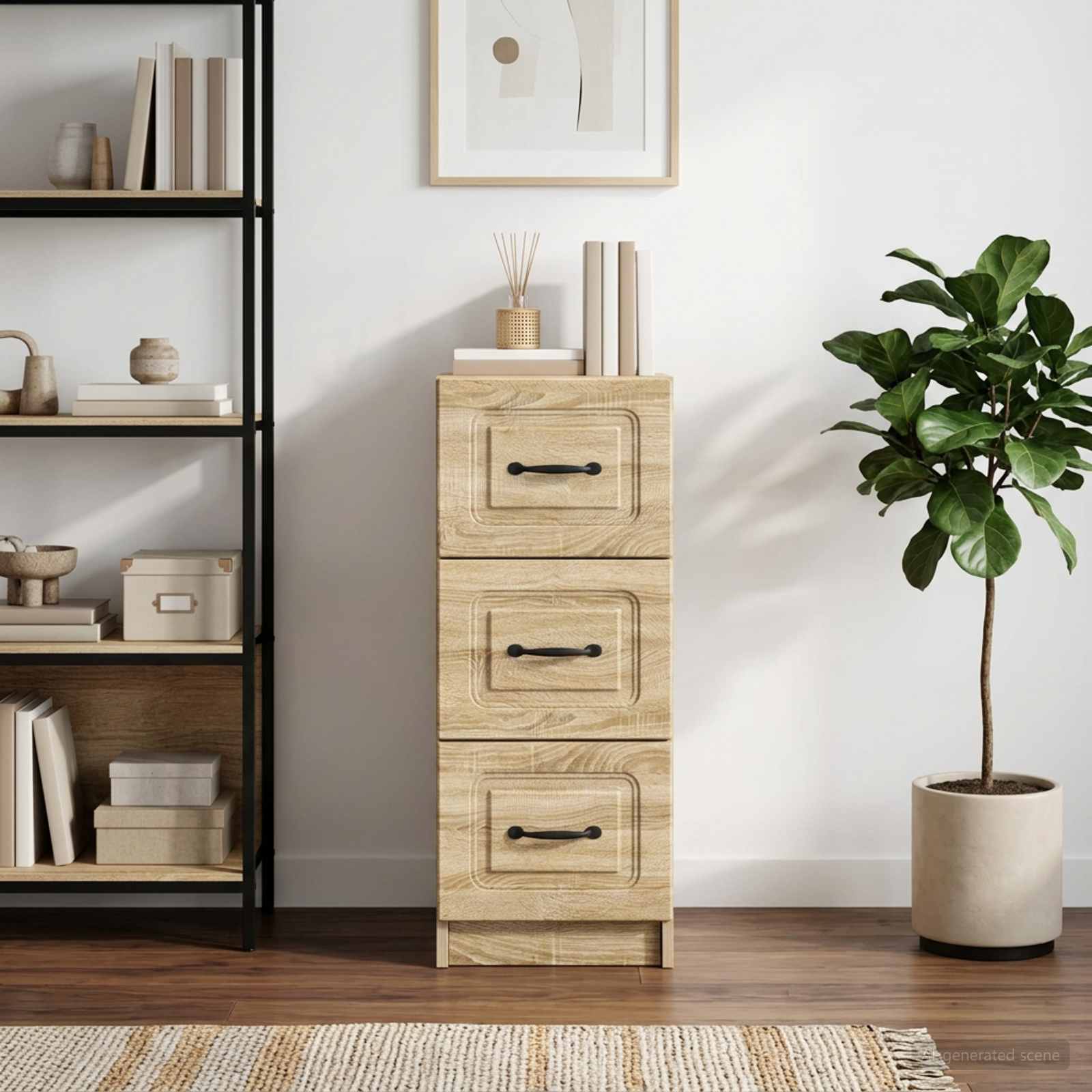 vidaXL Drawer Cabinet Sonoma Oak 33 x 34.5 x 87 cm Engineered Wood 4