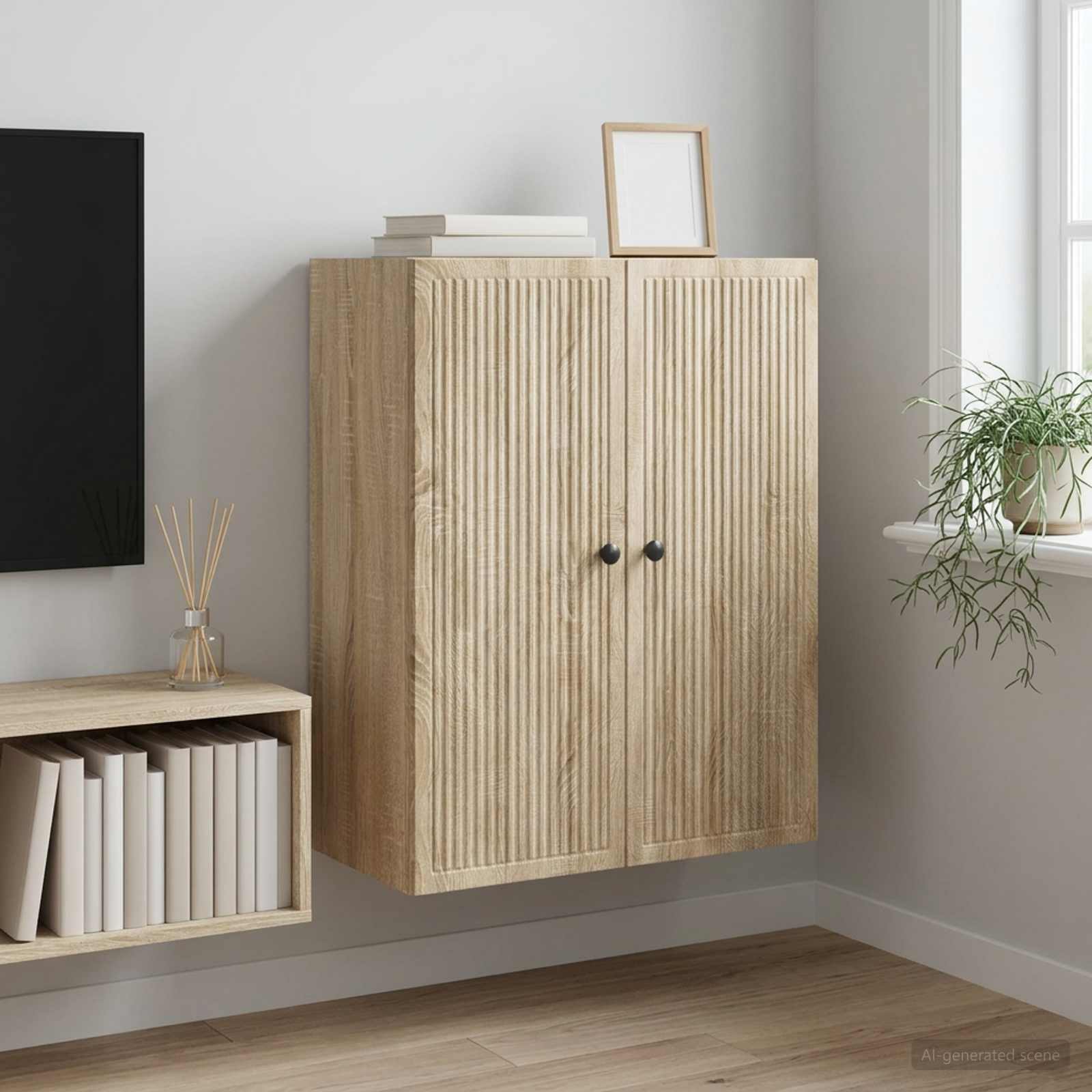 vidaXL Wall-Mounted Cabinet Sonoma Oak 66 x 34.5 x 90 cm 1