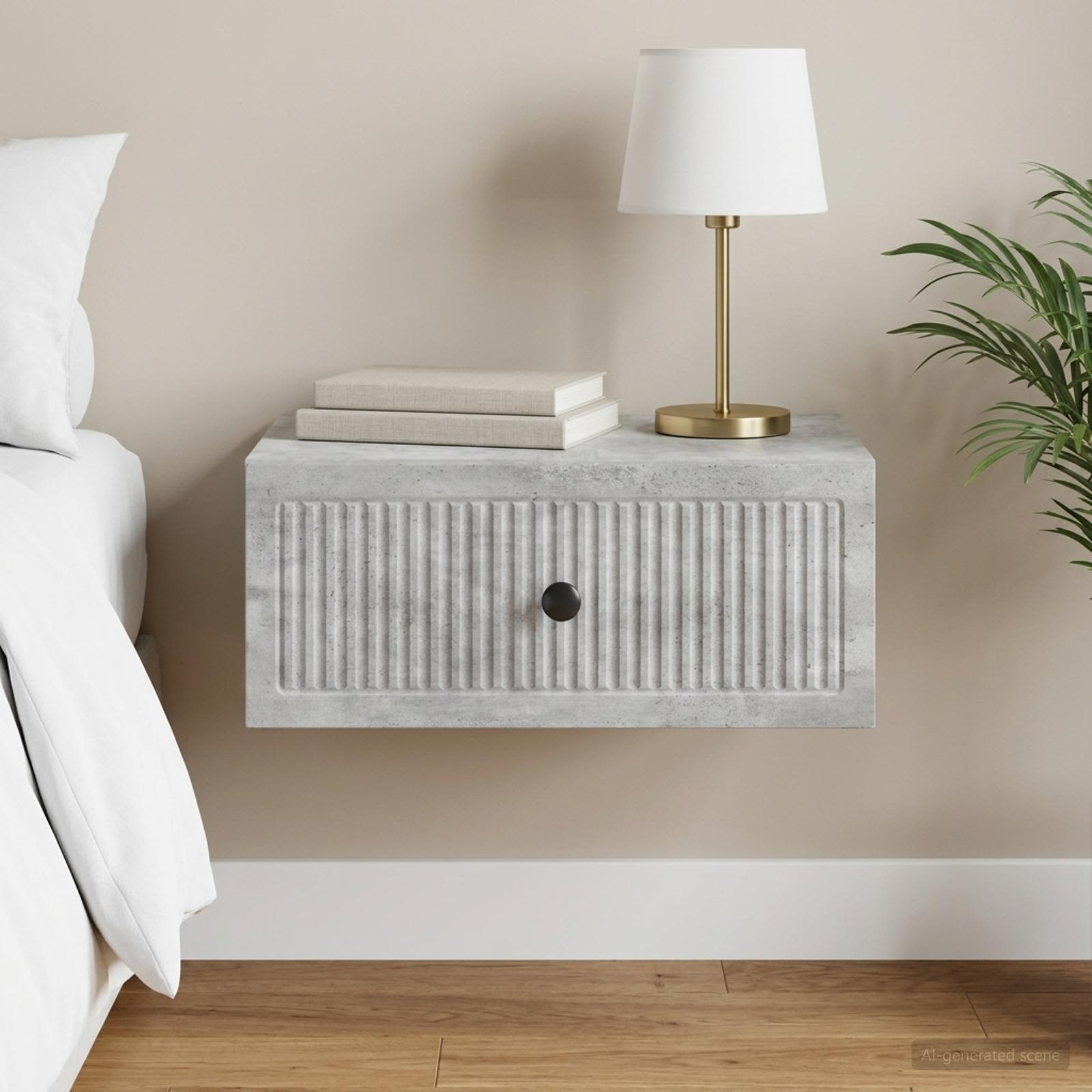 vidaXL Bedside Cabinet Concrete Grey 49 x 34.5 x 20 cm Engineered Wood 1