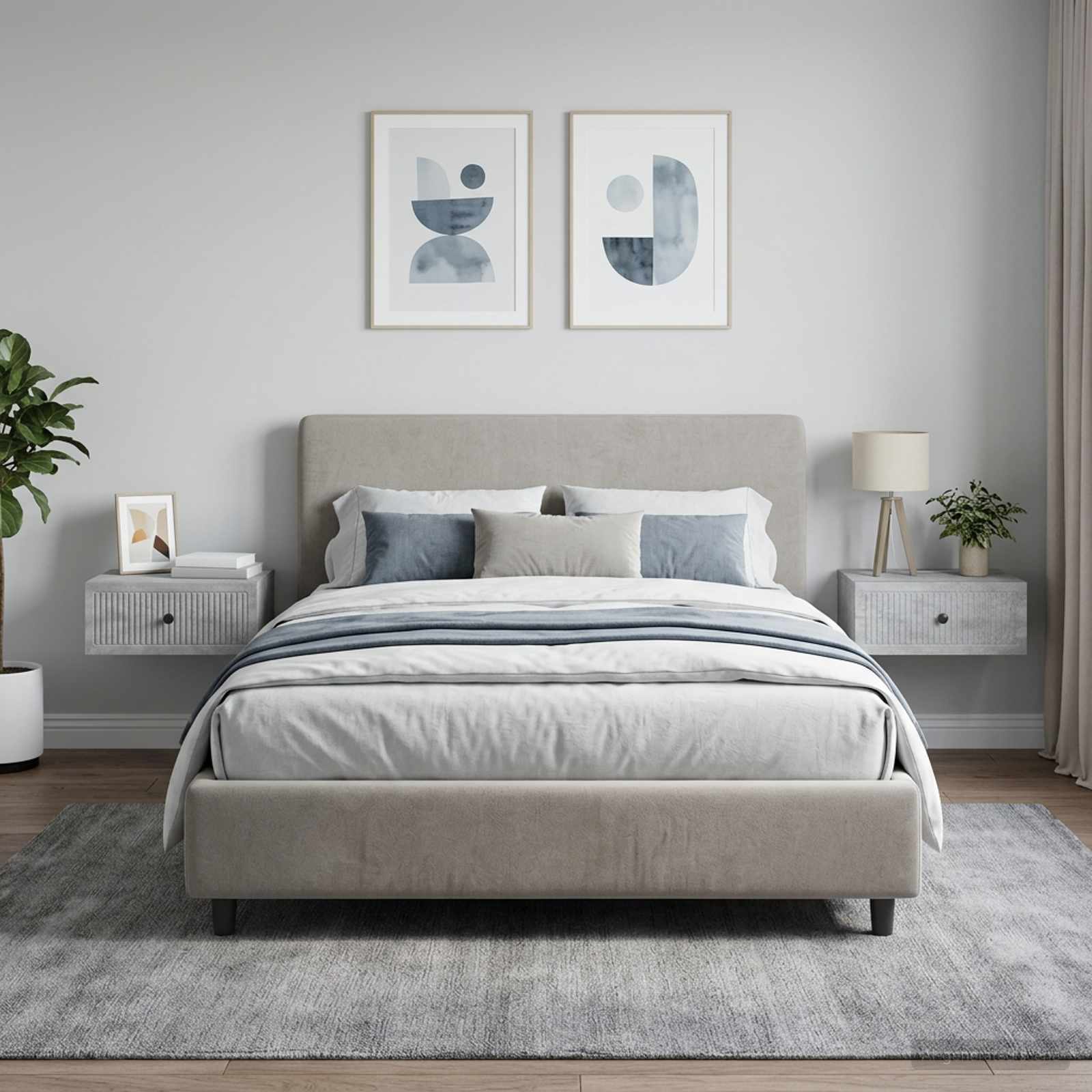 vidaXL Bedside Cabinet 2 pcs Concrete Grey 49 x 34.5 x 20 cm 1