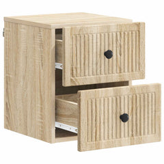vidaXL Wall-Mounted Bedside Cabinet Sonoma Oak 33 x 34.5 x 40 cm 4
