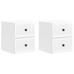 vidaXL Wall-Mounted Bedside Cabinet 2 pcs High Gloss White 2