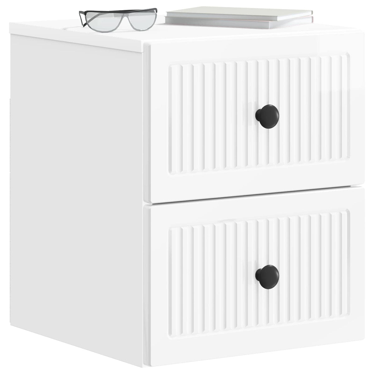 vidaXL Wall-Mounted Bedside Cabinet 2 pcs High Gloss White 3