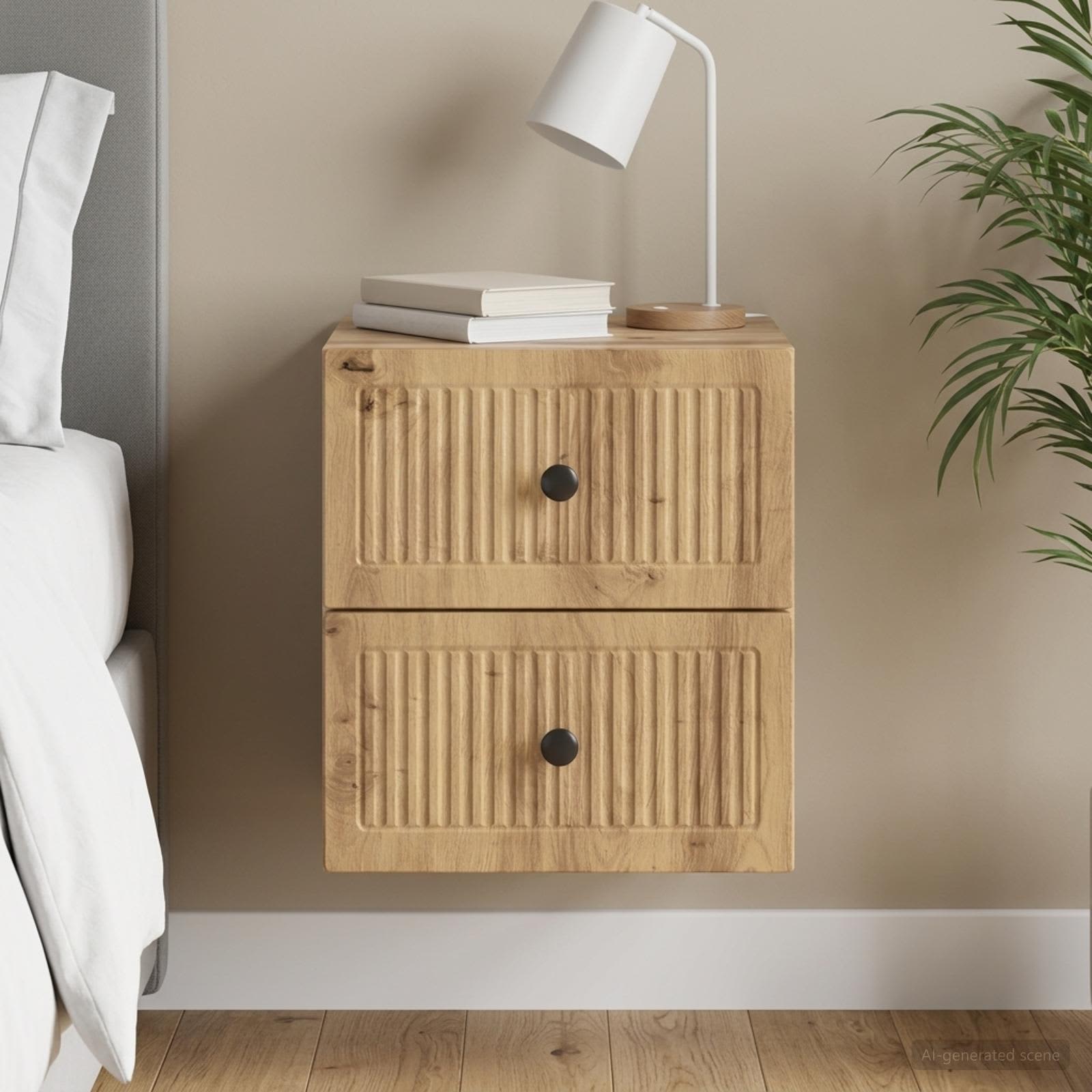 vidaXL Wall-Mounted Bedside Cabinet Artisan Oak 33 x 34.5 x 40 cm 1
