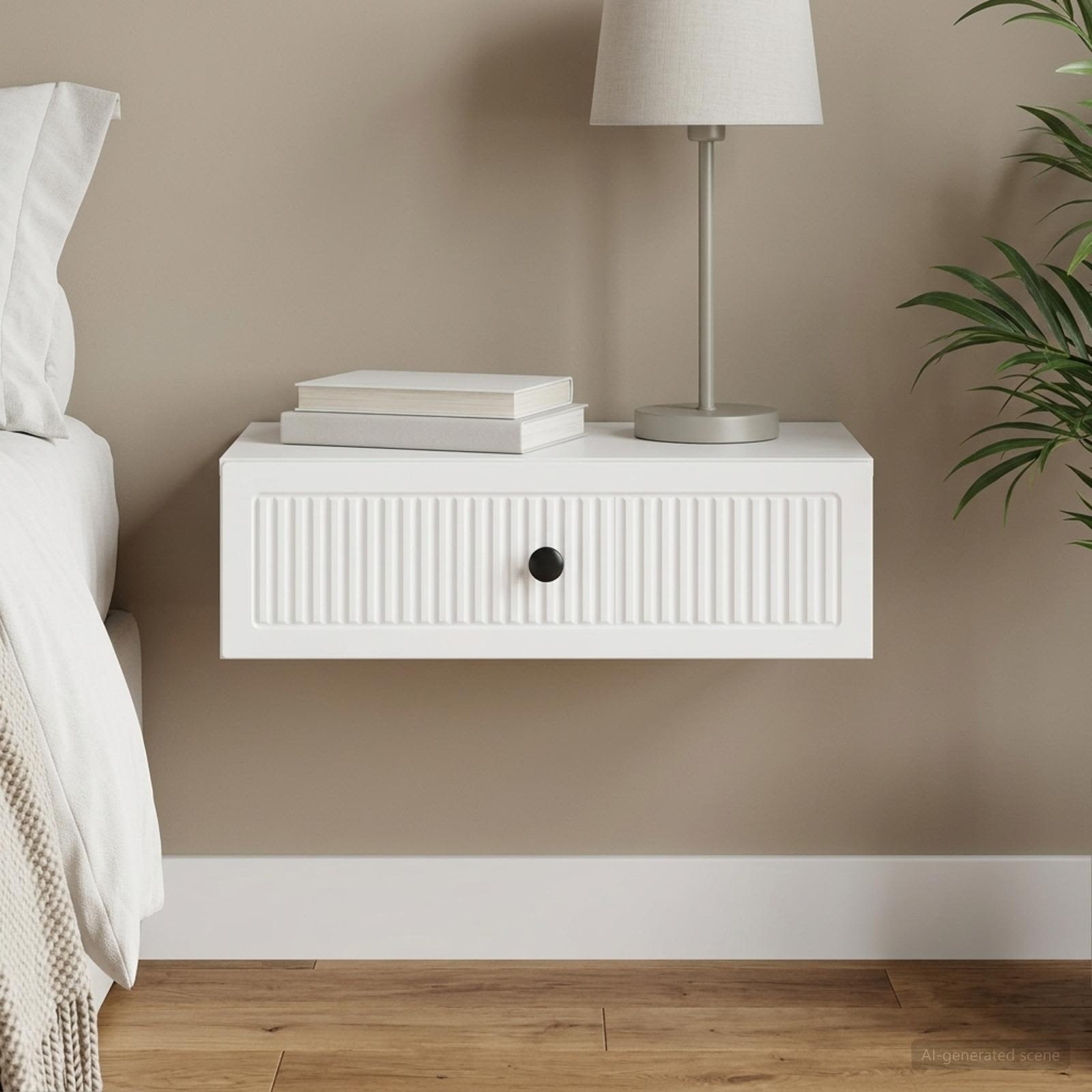 vidaXL Wall-Mounted Side Table White 59 x 34.5 x 17 cm Engineered Wood 1