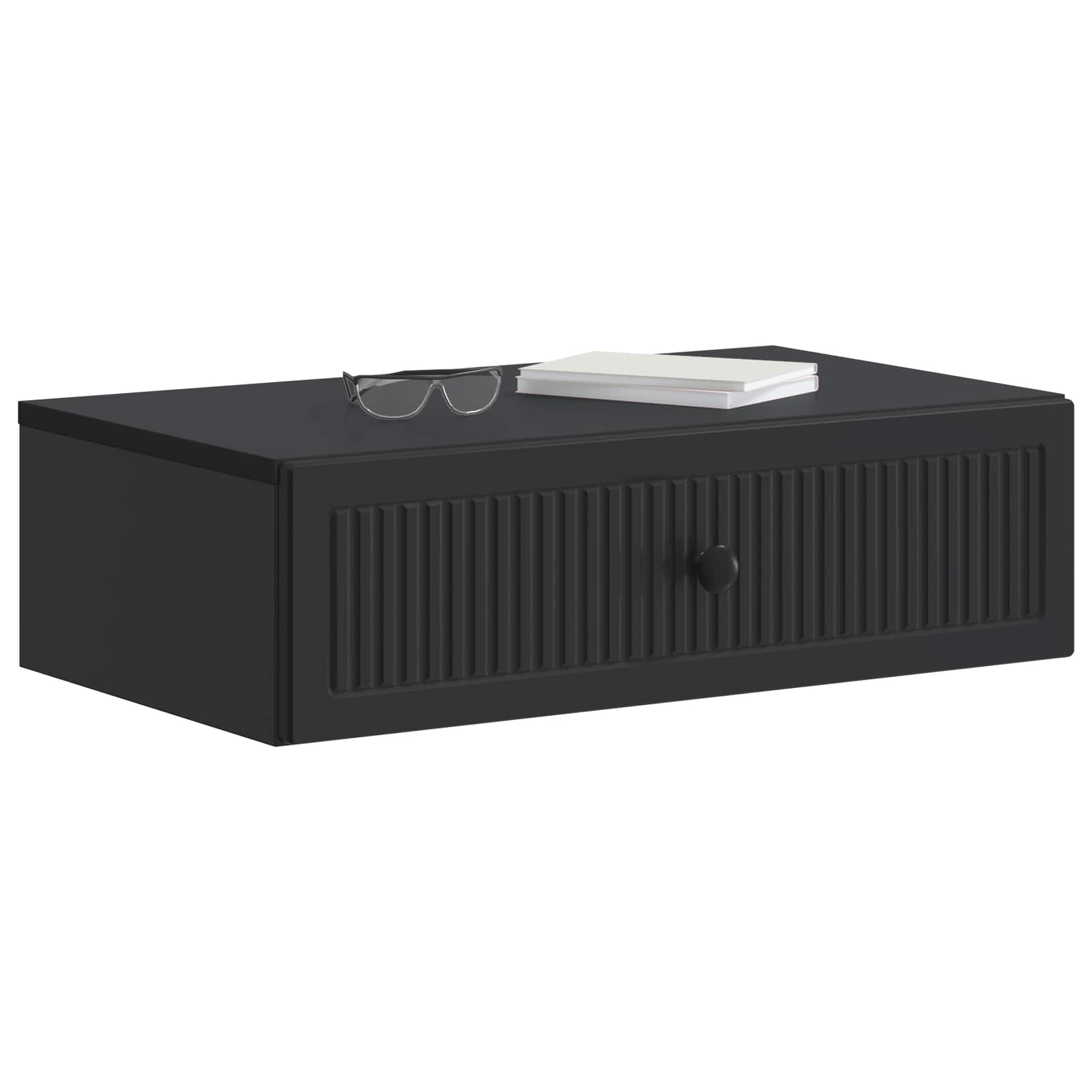 vidaXL Wall-Mounted Side Table Black 59 x 34.5 x 17 cm Engineered Wood 3