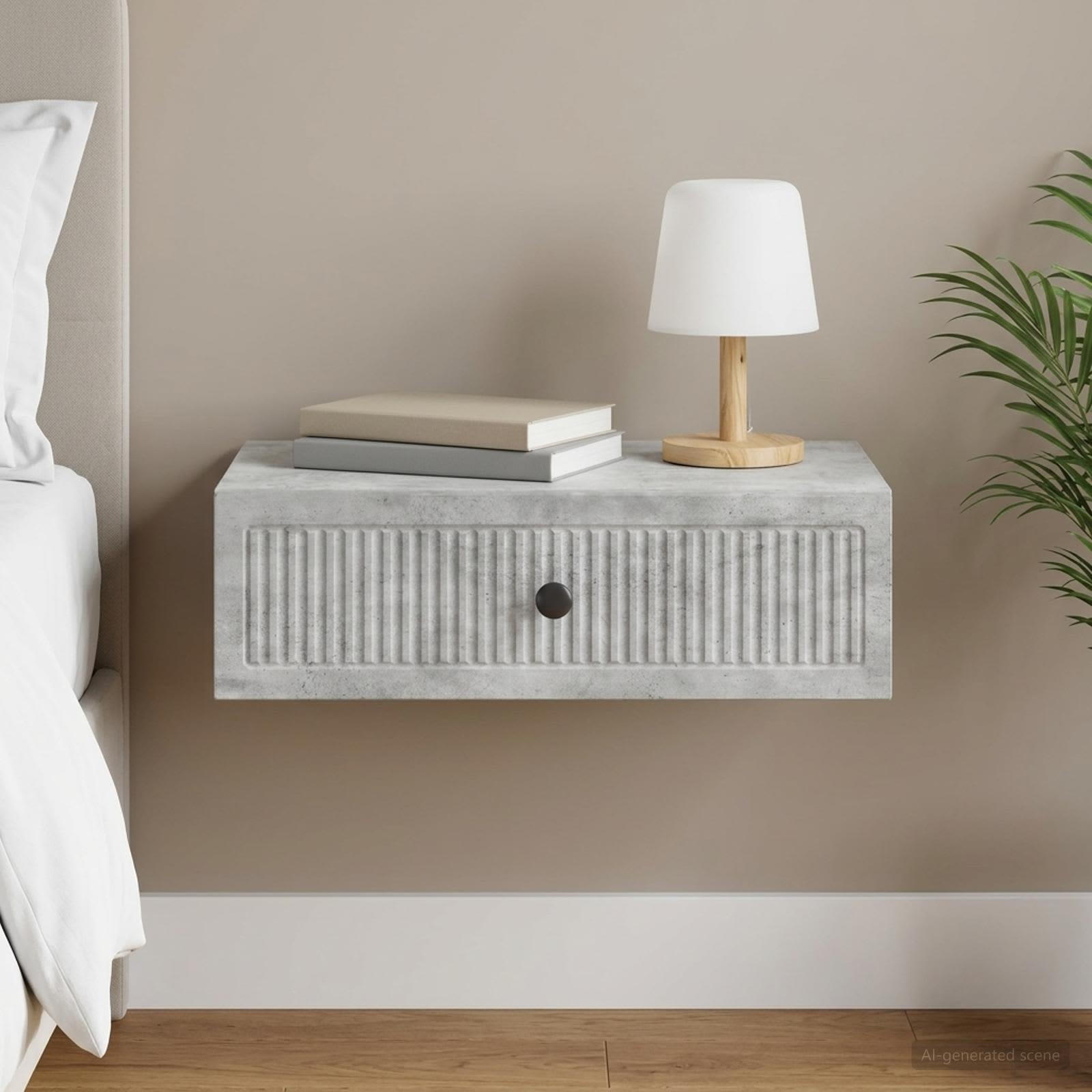 vidaXL Wall-Mounted Side Table Concrete Grey 59 x 34.5 x 17 cm 1