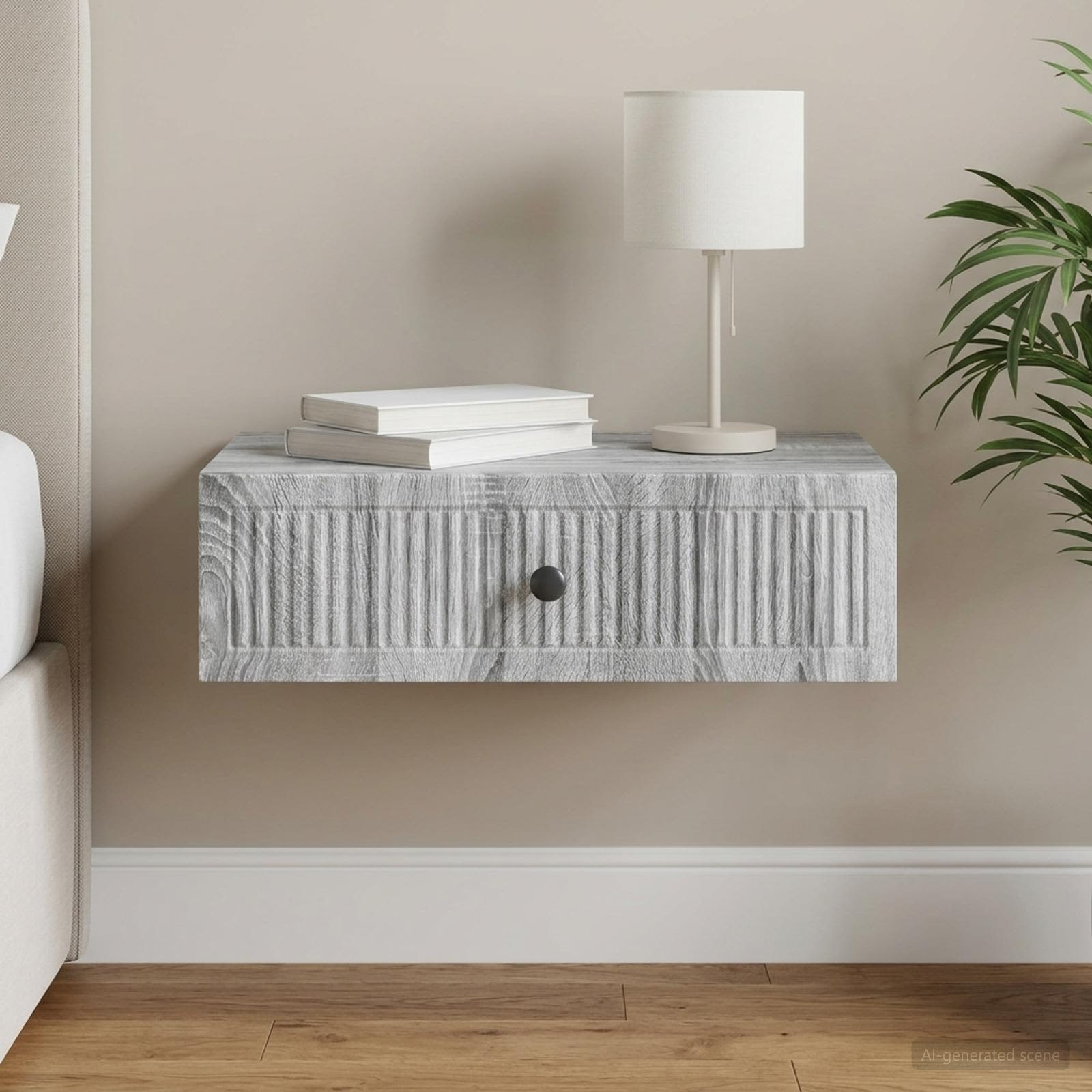 vidaXL Wall-Mounted Side Table Grey Sonoma 59 x 34.5 x 17 cm 1