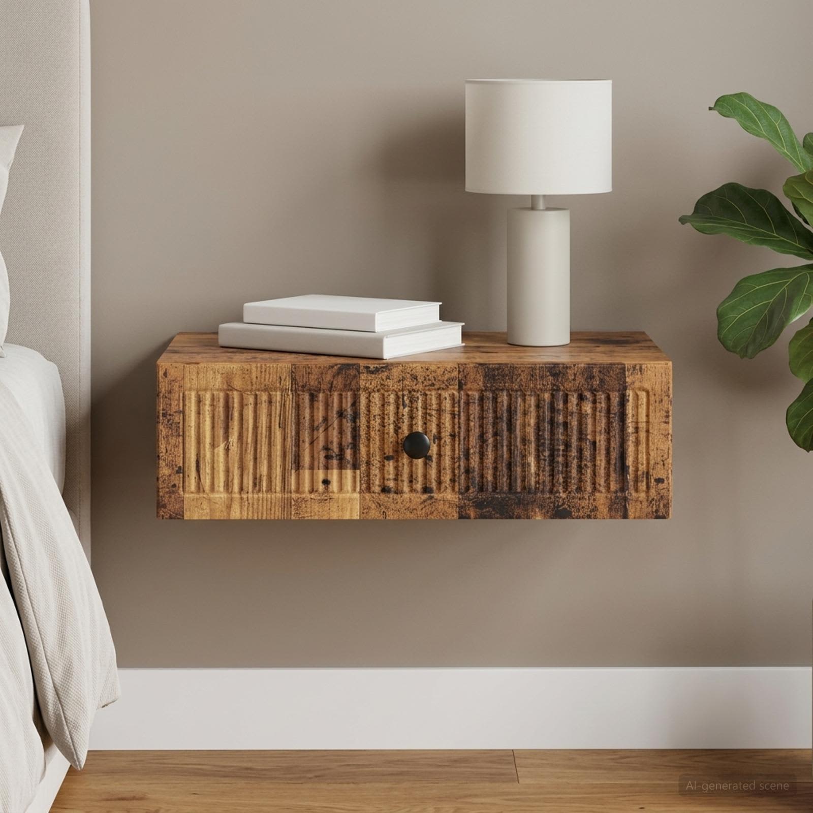 vidaXL Wall-Mounted Side Table Wall-mounted Old Wood 59 x 34.5 x 17 cm 1