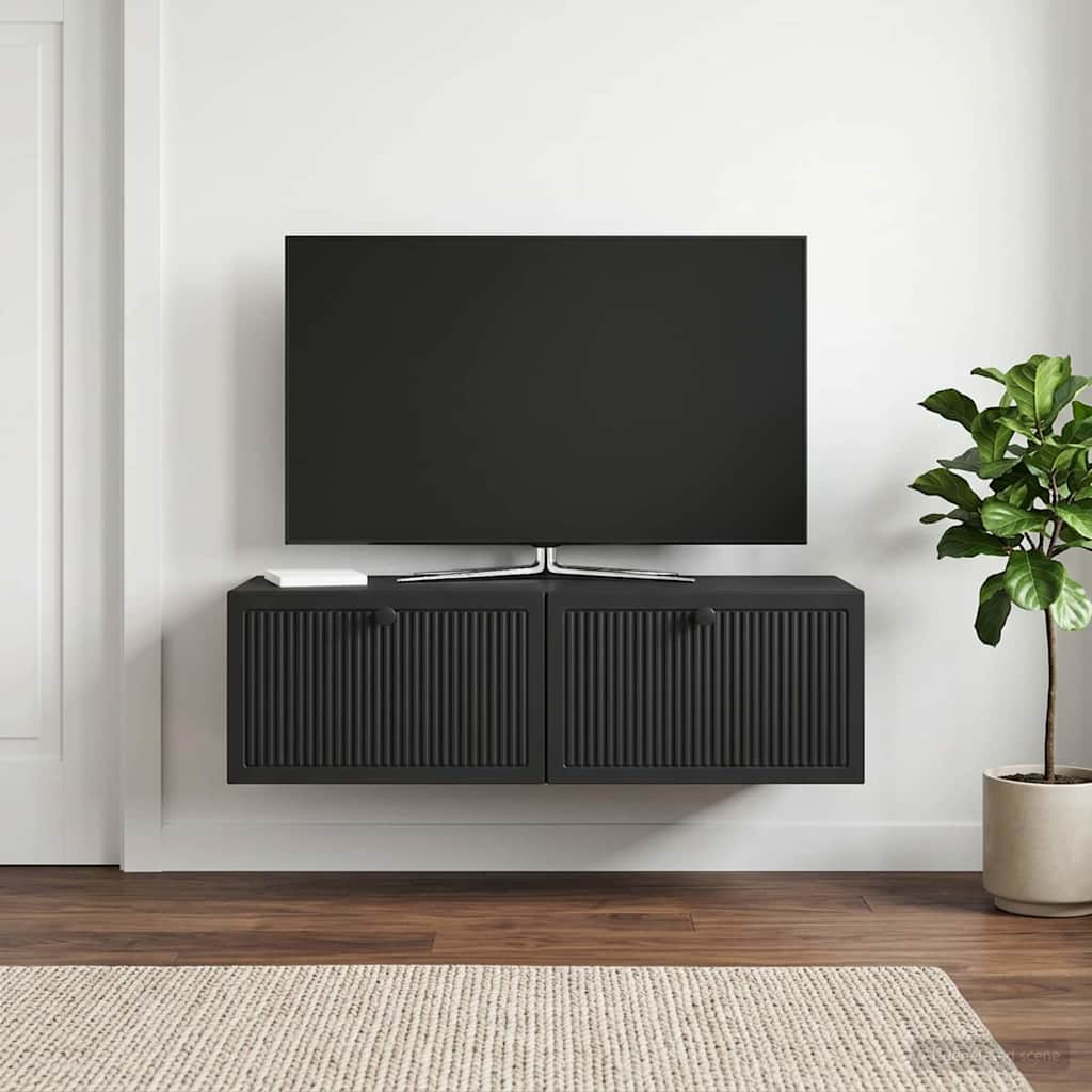 vidaXL Wall-Mounted TV Cabinet Black 98 x 41 x 30 cm Engineered Wood 1