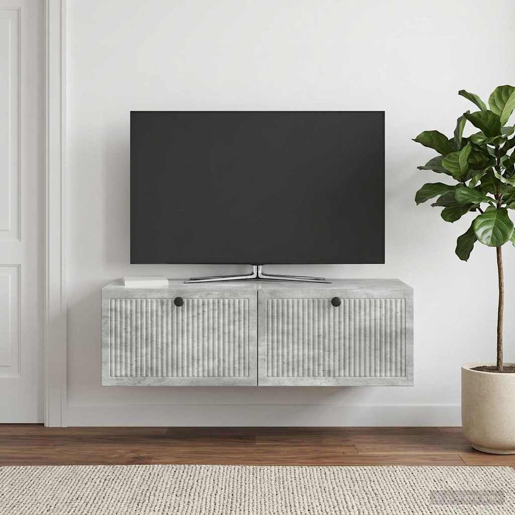 vidaXL Wall-Mounted TV Cabinet Concrete Grey 98 x 41 x 30 cm 1