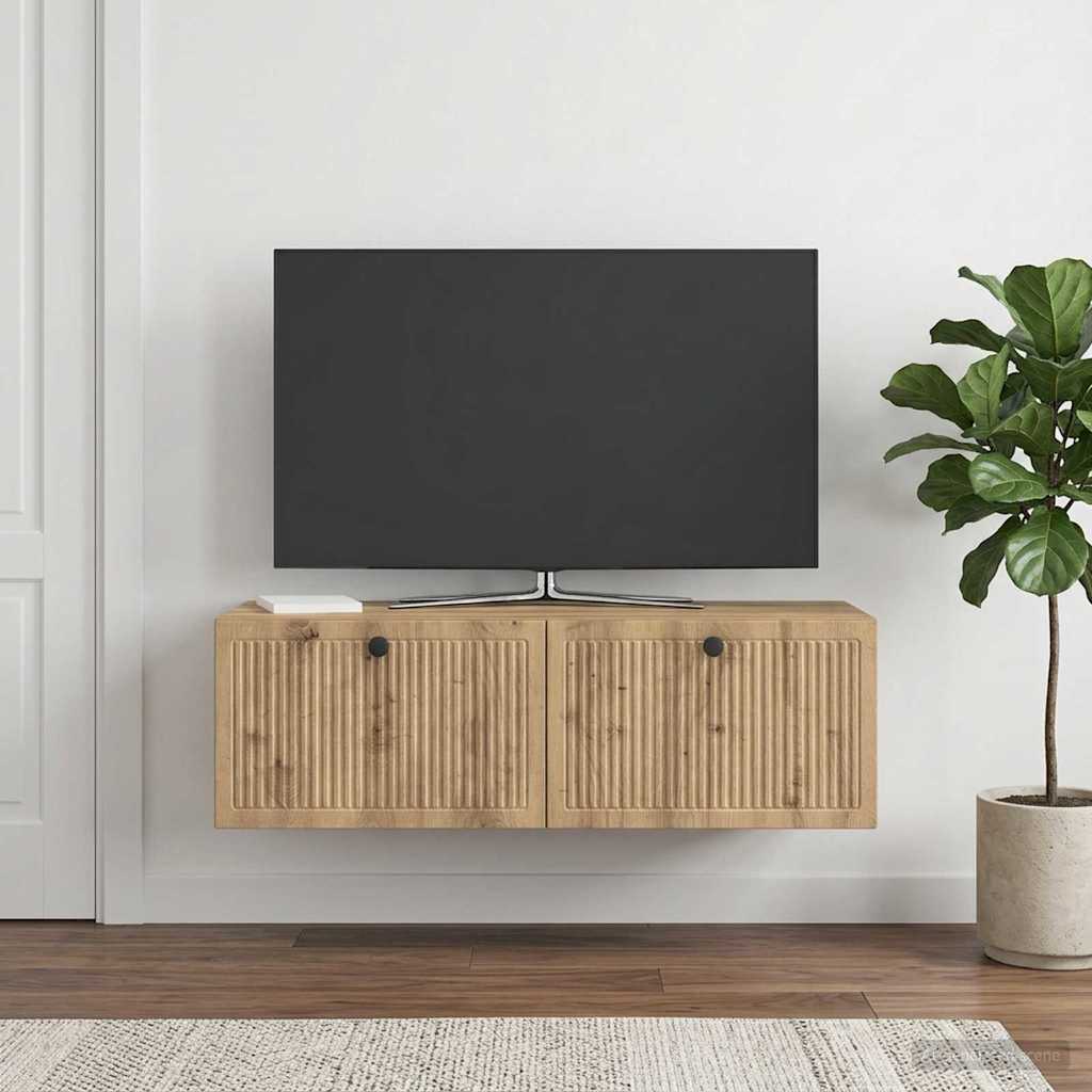 vidaXL Wall-Mounted TV Cabinet 98 x 41 x 30 cm Artisan Oak 1