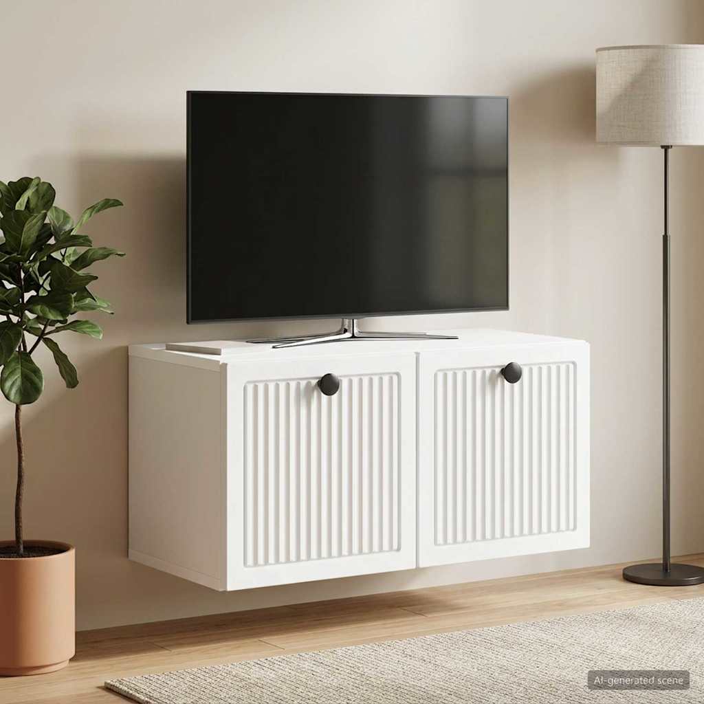 vidaXL Wall-Mounted TV Cabinet White 59.5 x 31 x 30 cm Engineered Wood 1