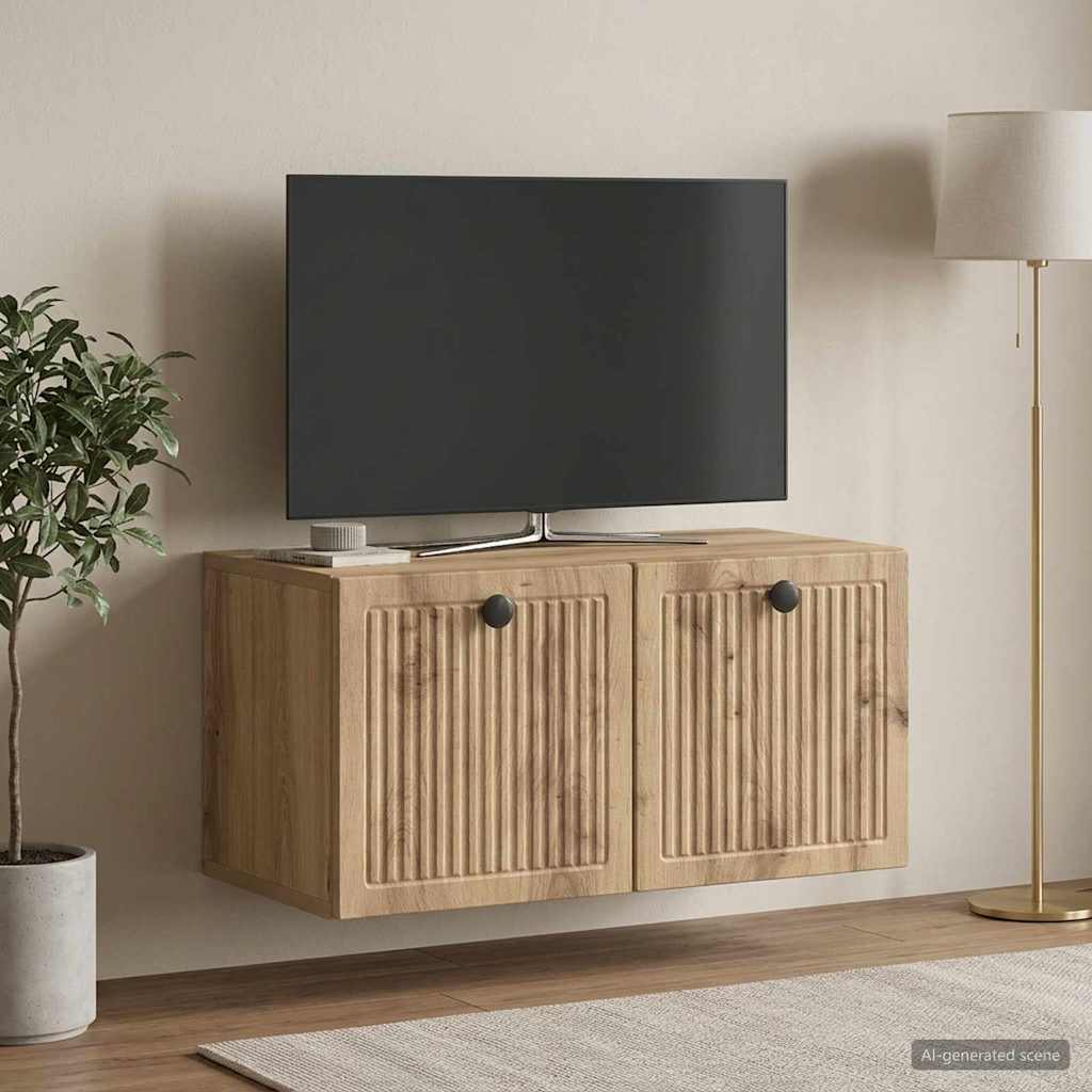 vidaXL Wall-Mounted TV Cabinet 59.5 x 31 x 30 cm Artisan Oak 4