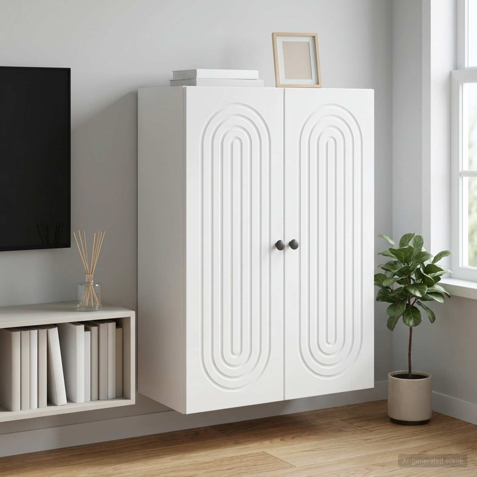 vidaXL Wall-Mounted Cabinet White 66 x 34.5 x 90 cm Engineered Wood 1