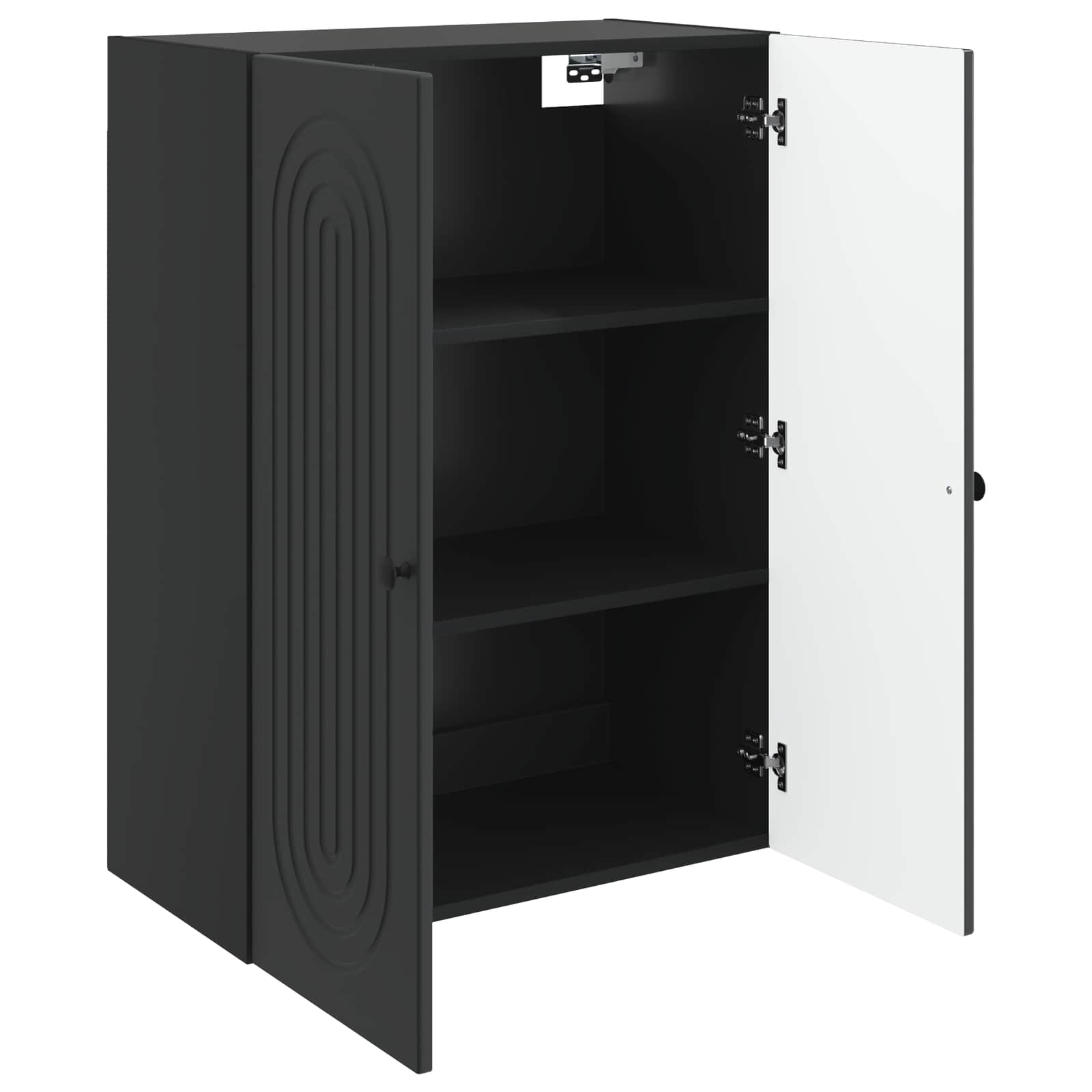 vidaXL Wall-Mounted Cabinet Black 66 x 34.5 x 90 cm Engineered Wood 3