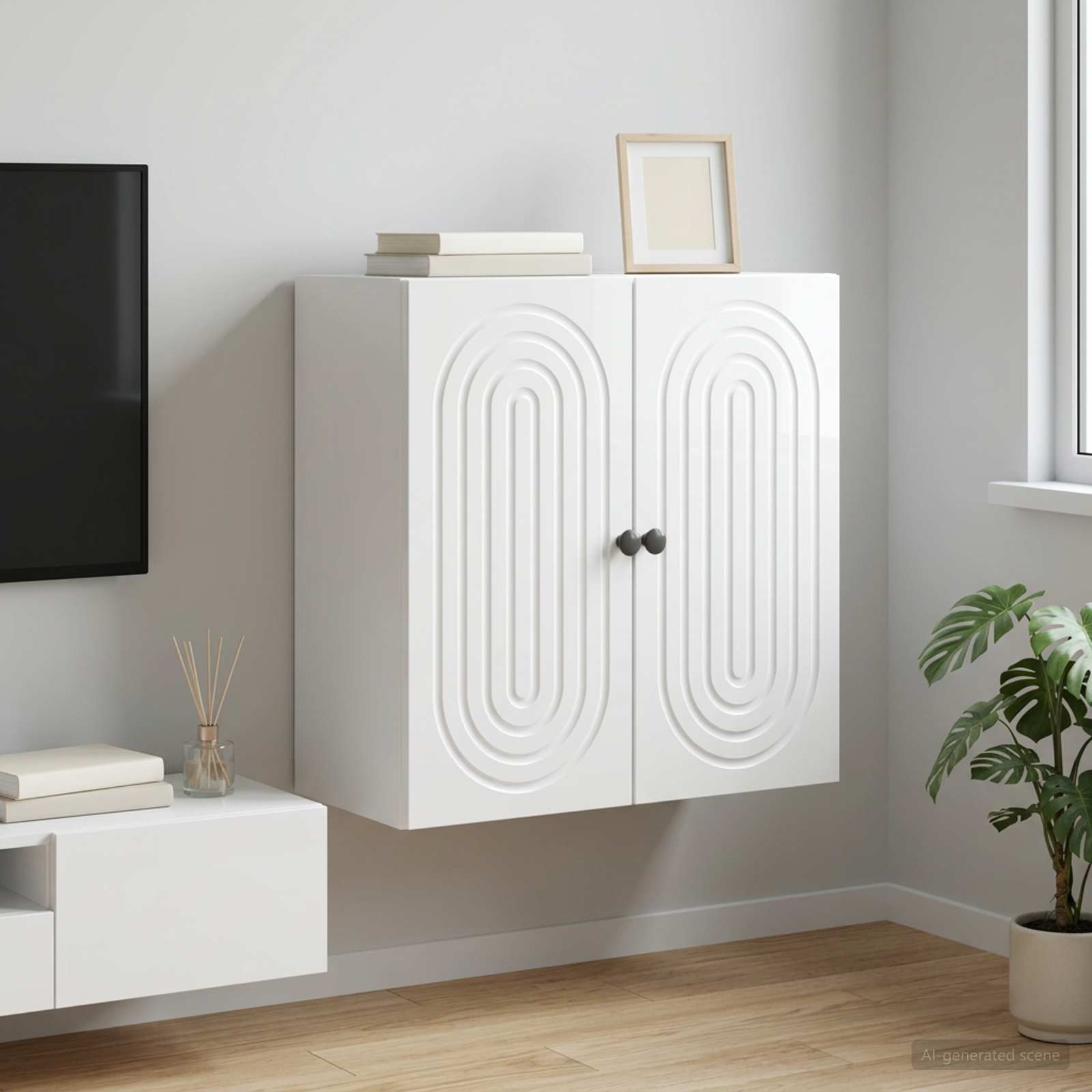 vidaXL Wall-Mounted Cabinet High Gloss White 59 x 31 x 60 cm 1