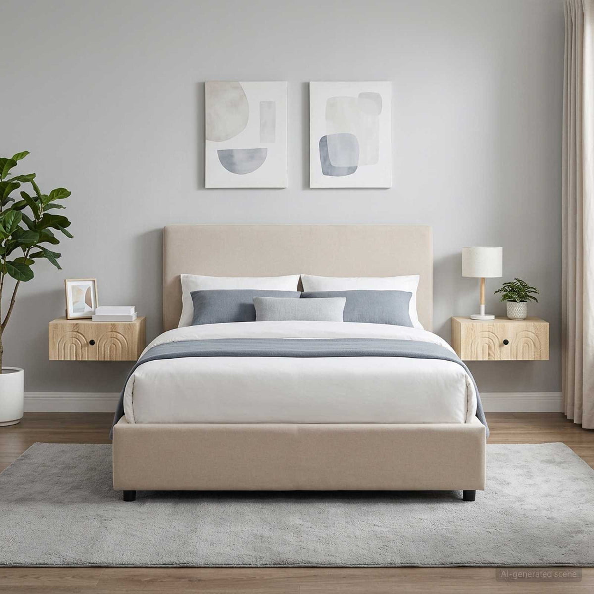 Wall-Mounted Bedside Cabinet in Sonoma Oak