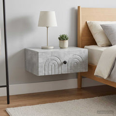 vidaXL Wall-Mounted Bedside Cabinet 2 pcs Concrete Grey 4