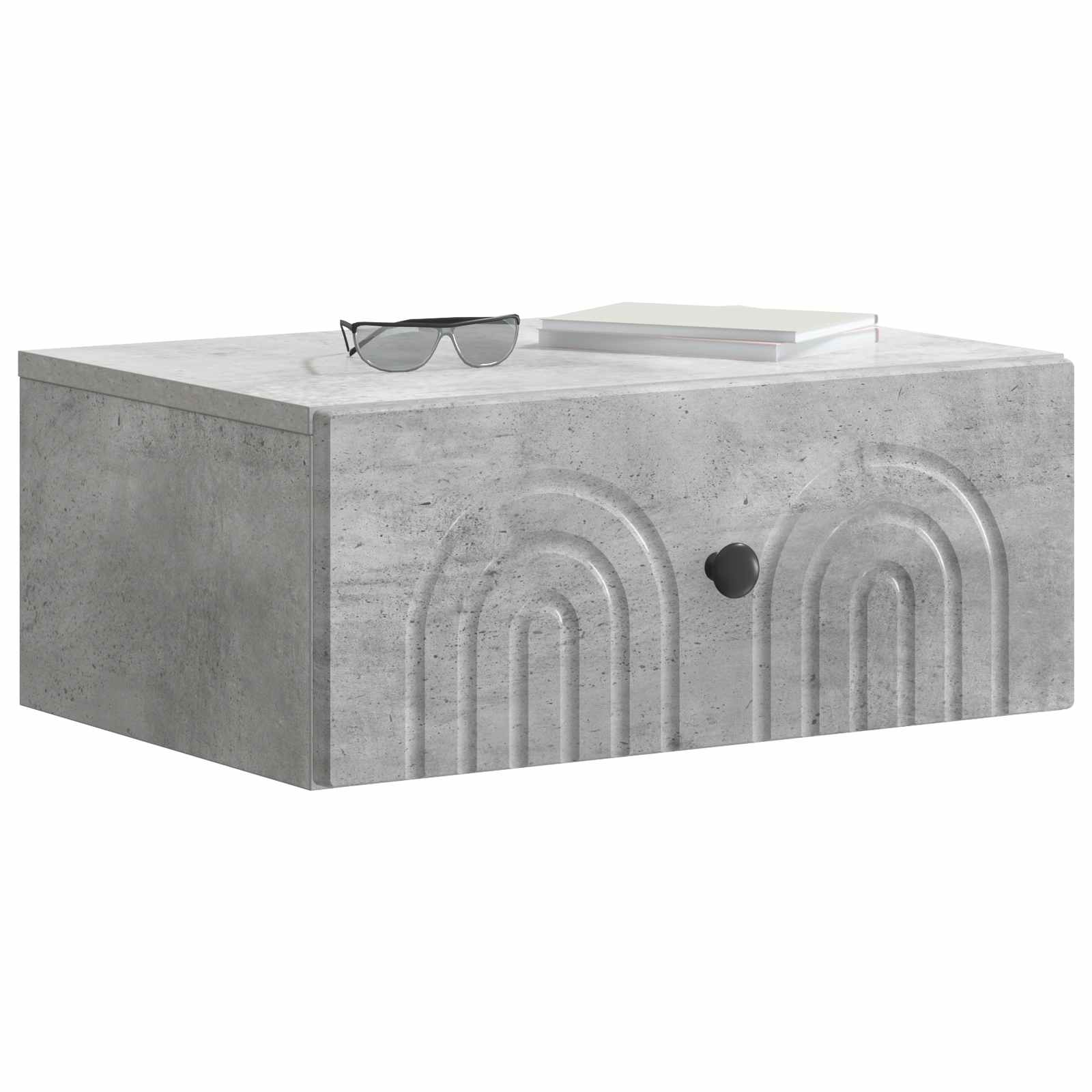 vidaXL Wall-Mounted Bedside Cabinet 2 pcs Concrete Grey 3