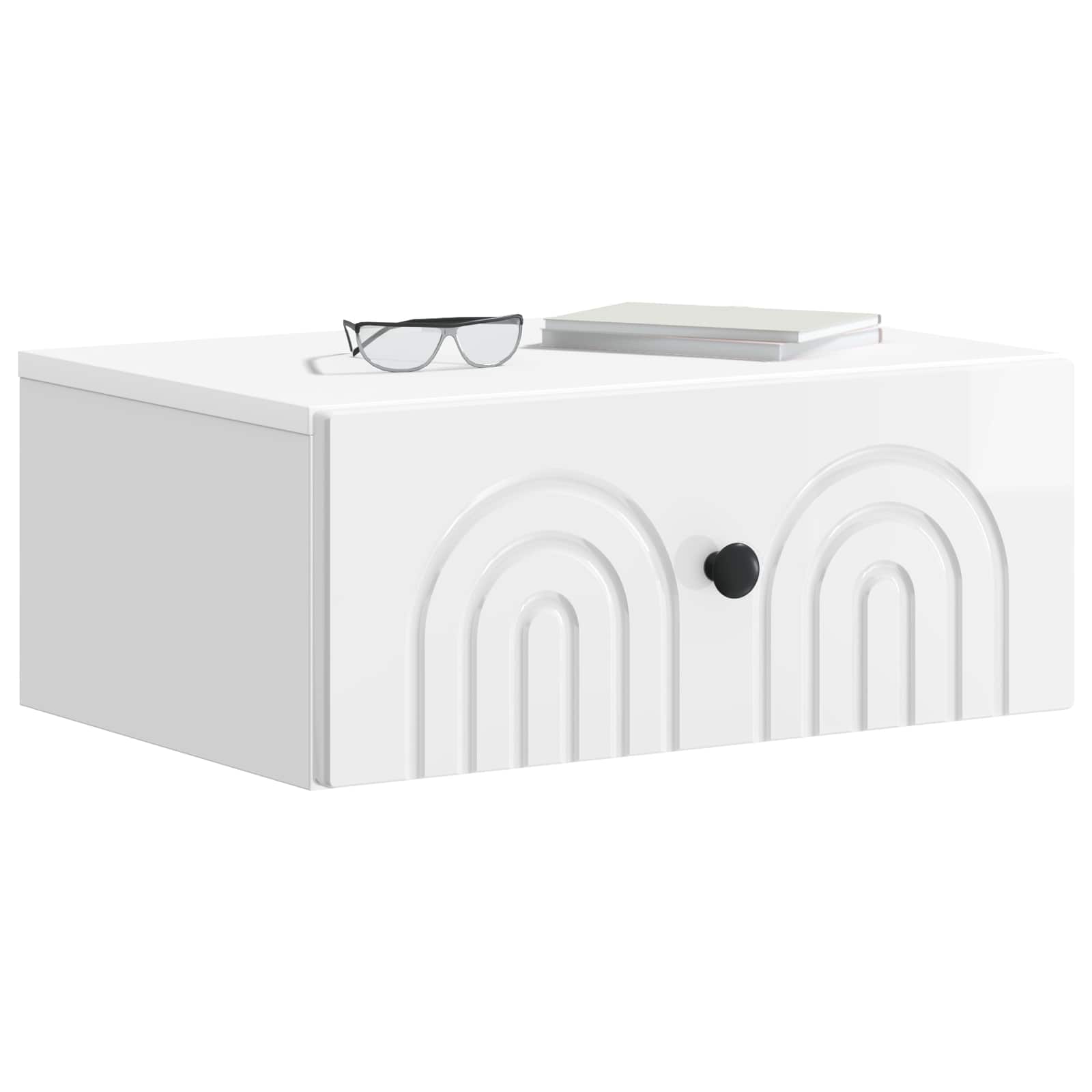 vidaXL Wall-Mounted Bedside Cabinet High Gloss White 49 x 34.5 x 20 cm 3