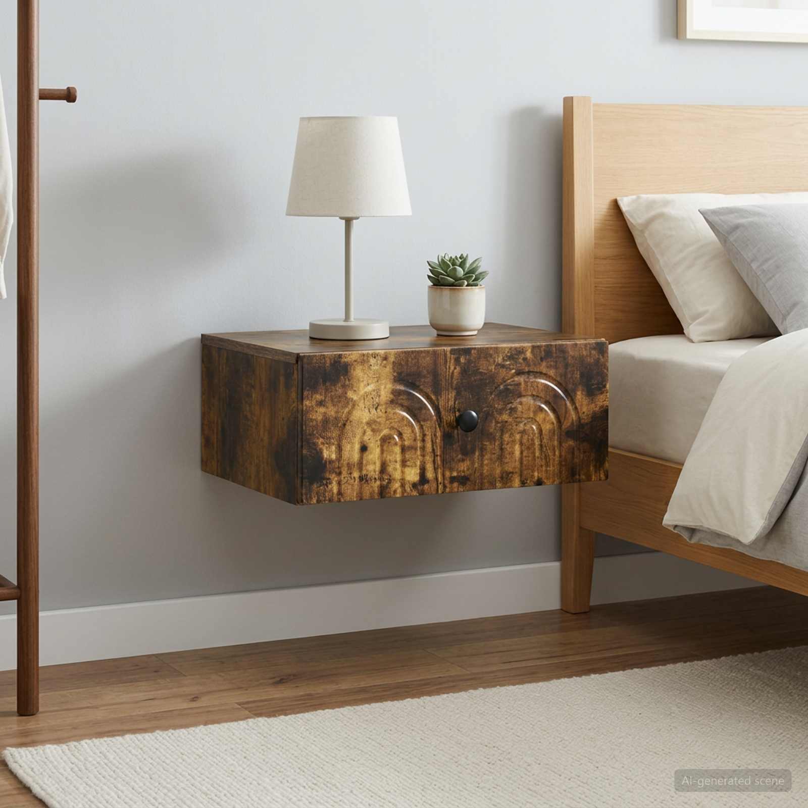 vidaXL Wall-Mounted Bedside Cabinet 2 pcs Smoked Oak 49 x 34.5 x 20 cm 4