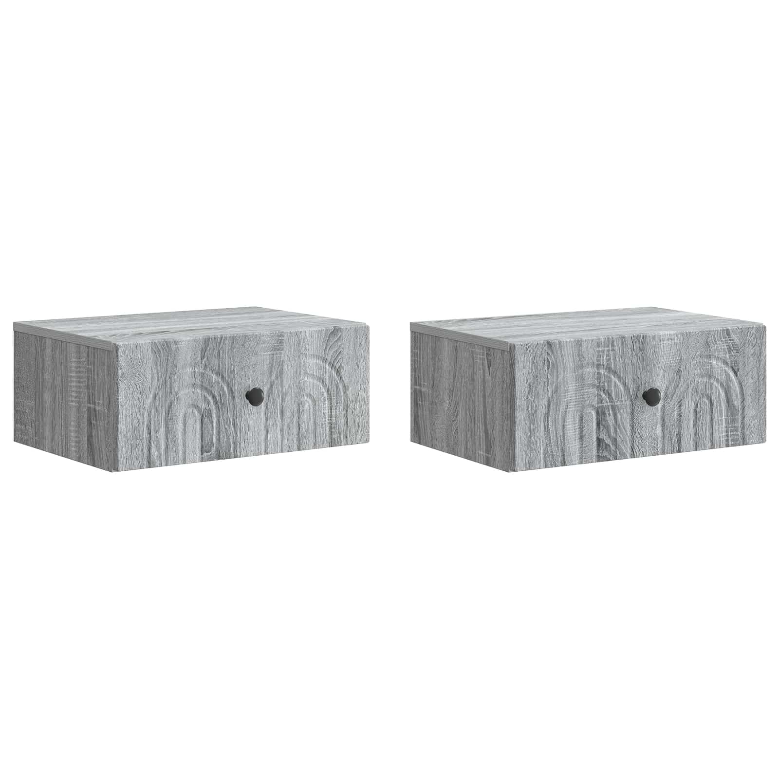 vidaXL Wall-Mounted Bedside Cabinet 2 pcs Grey Sonoma 2