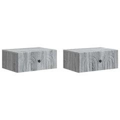 vidaXL Wall-Mounted Bedside Cabinet 2 pcs Grey Sonoma 2