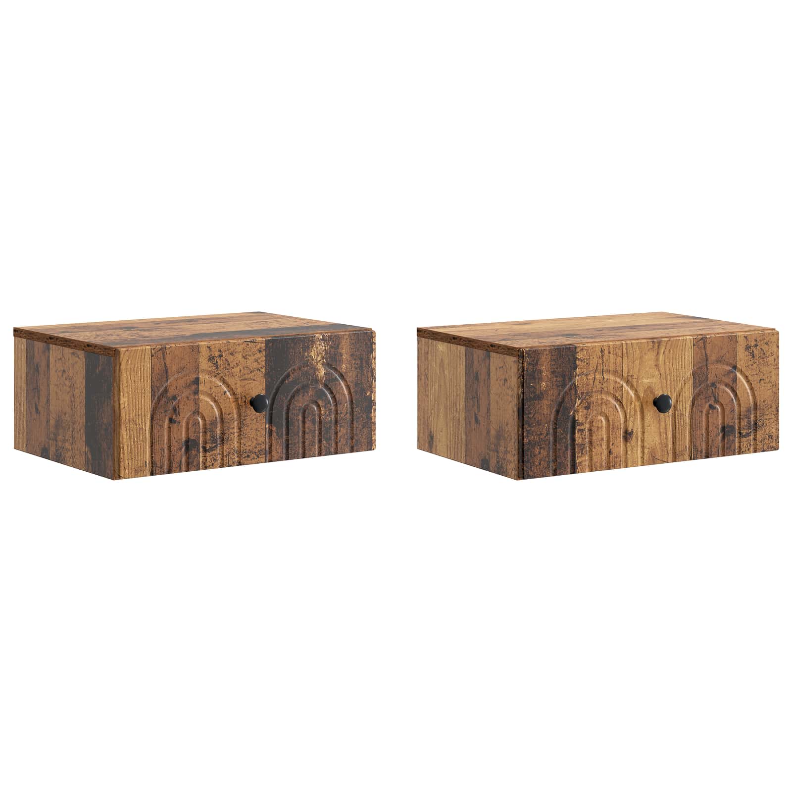 vidaXL Wall-Mounted Bedside Cabinet 2 pcs Old Wood 49 x 34.5 x 20 cm 2