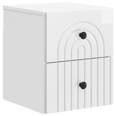 vidaXL Wall-Mounted Bedside Cabinet 2 pcs High Gloss White 5