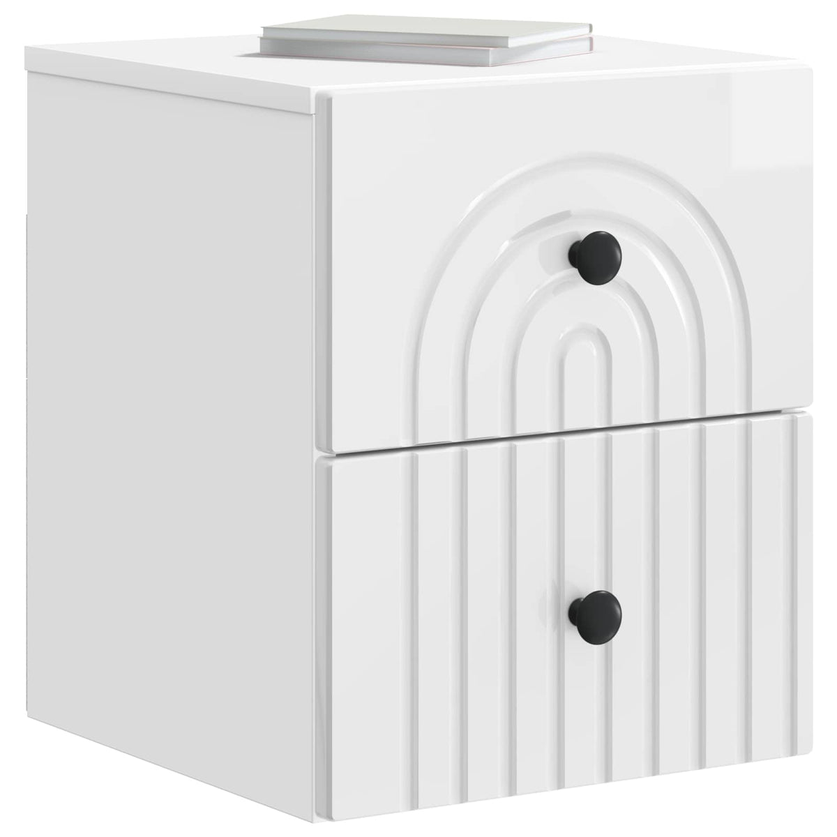 vidaXL Wall-Mounted Bedside Cabinet 2 pcs High Gloss White 3